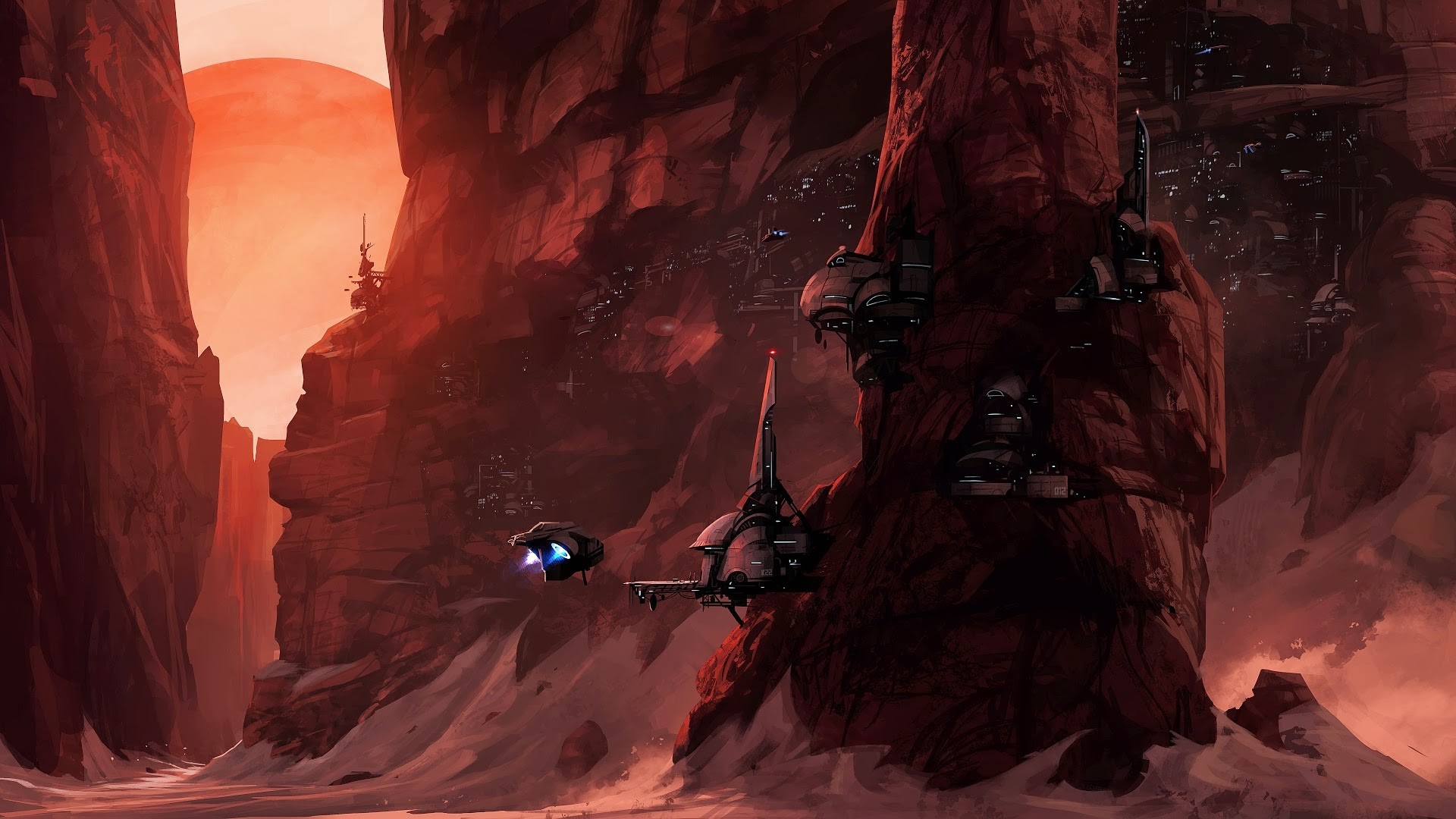 Star Citizen spaceship in a rocky canyon HD Wallpaper