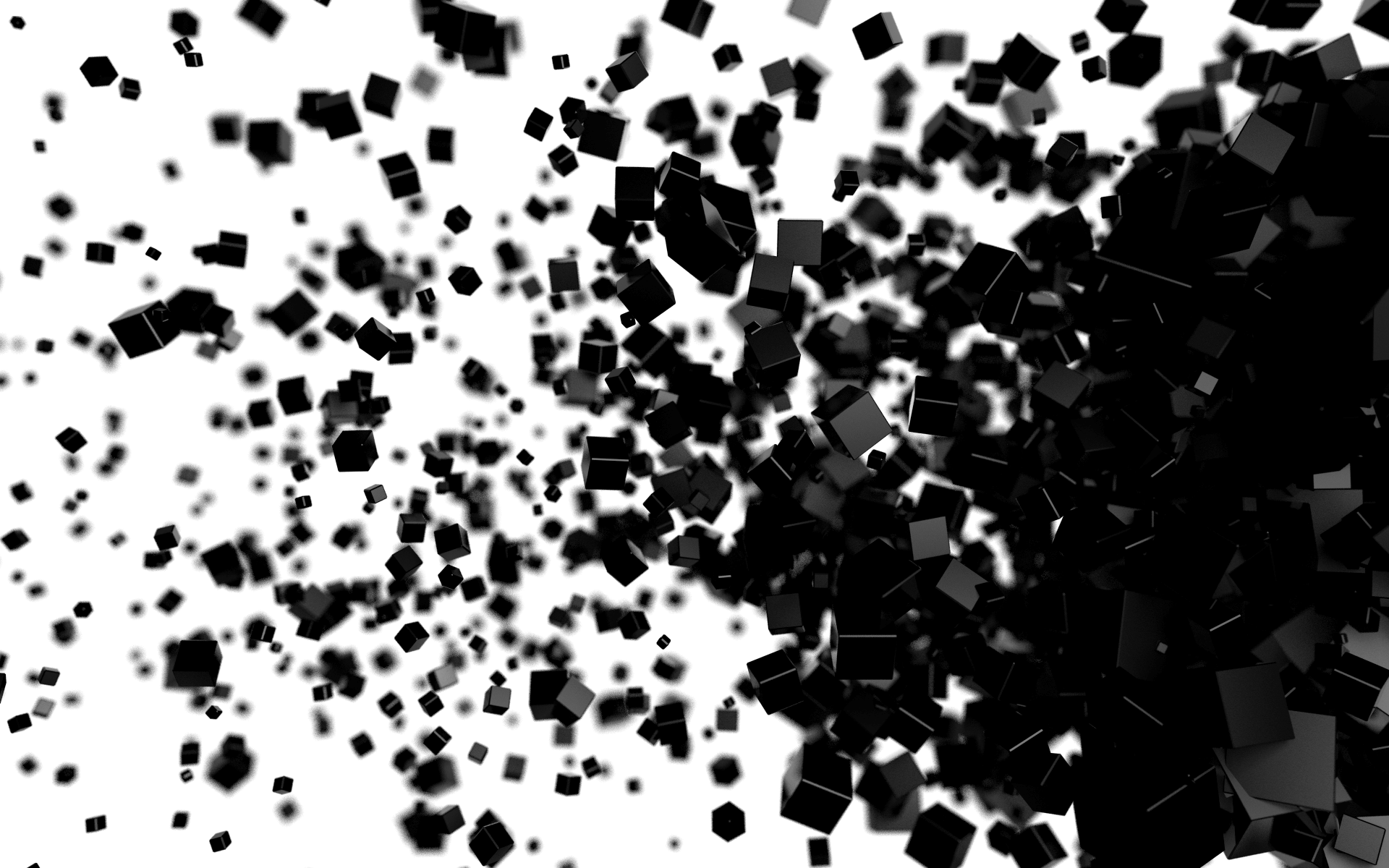 Abstract black cubes on a white background HD Wallpaper