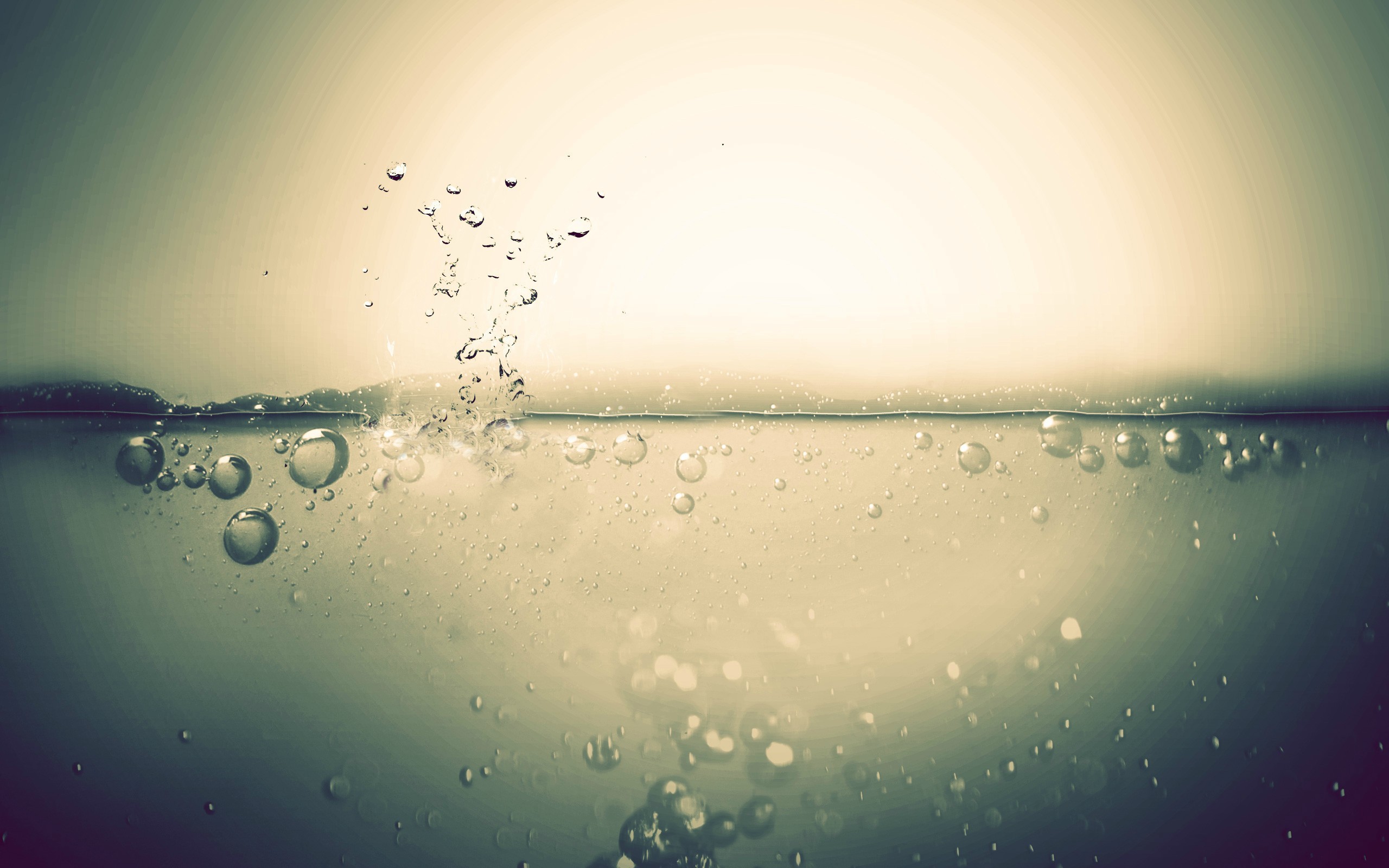 Bubbles rising in clear water with light background HD Wallpaper