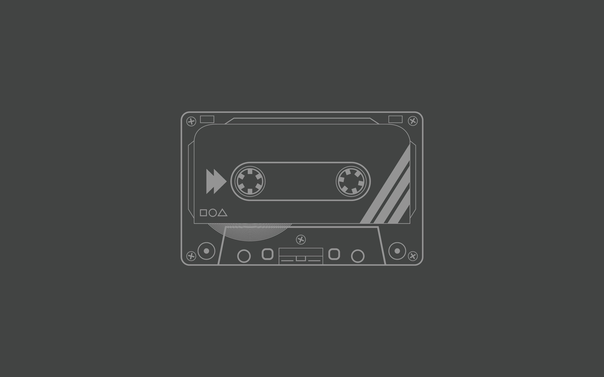 Minimalist line art of a cassette tape HD Wallpaper