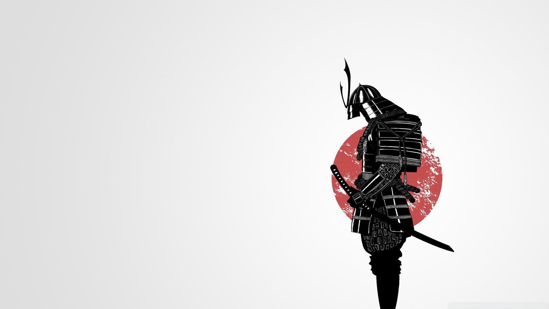 Samurai warrior with red sun symbol HD Wallpaper