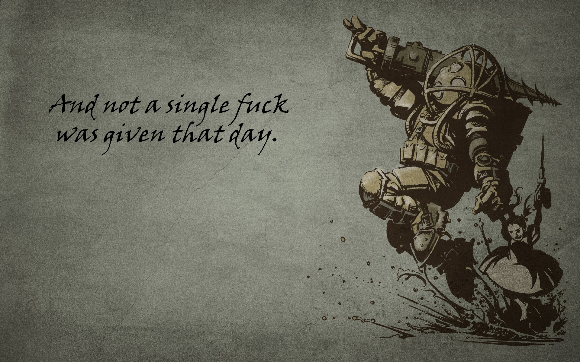 Big Daddy and Little Sister with quote HD Wallpaper