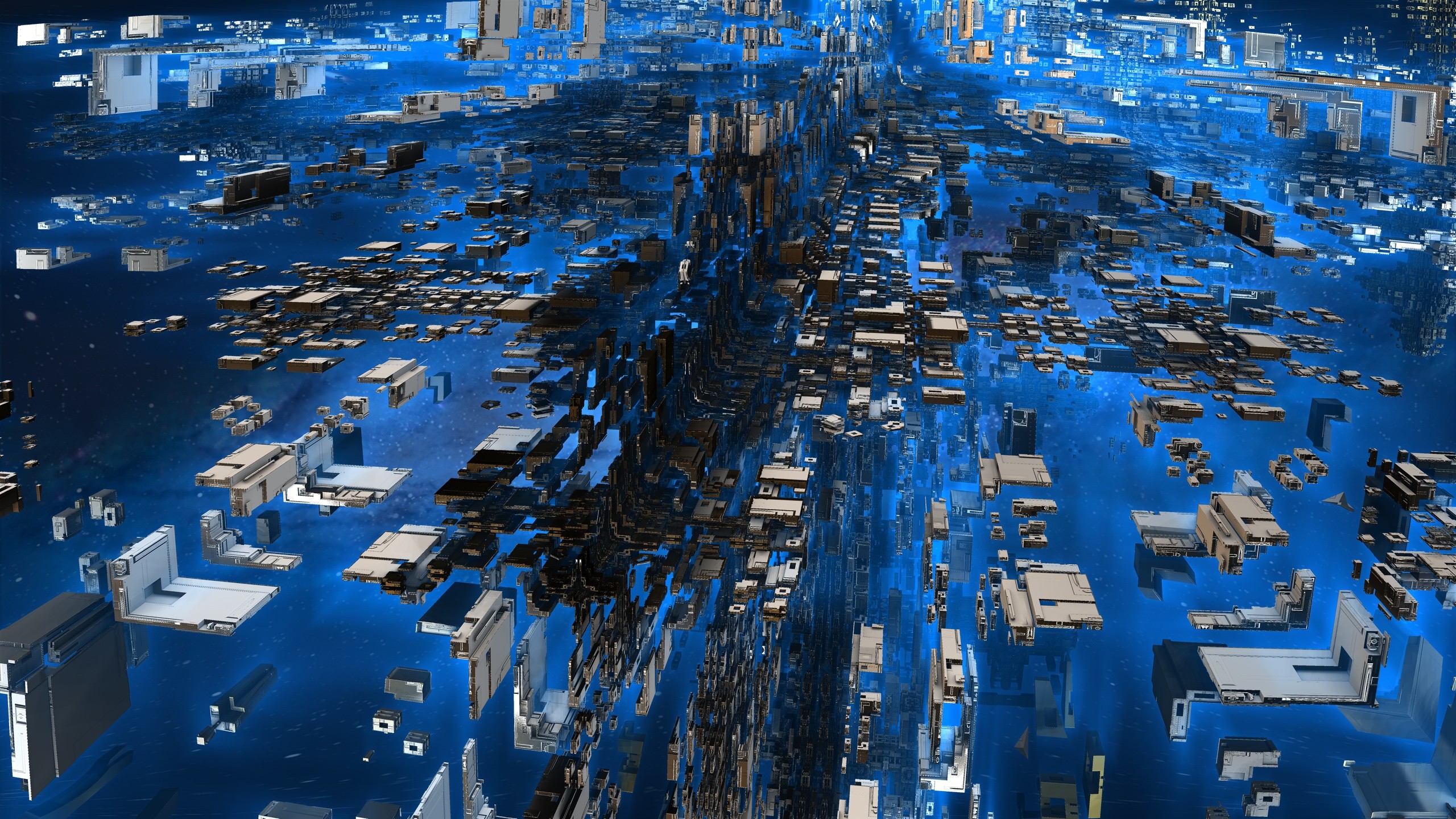 Abstract 3D blue digital city HD Wallpaper