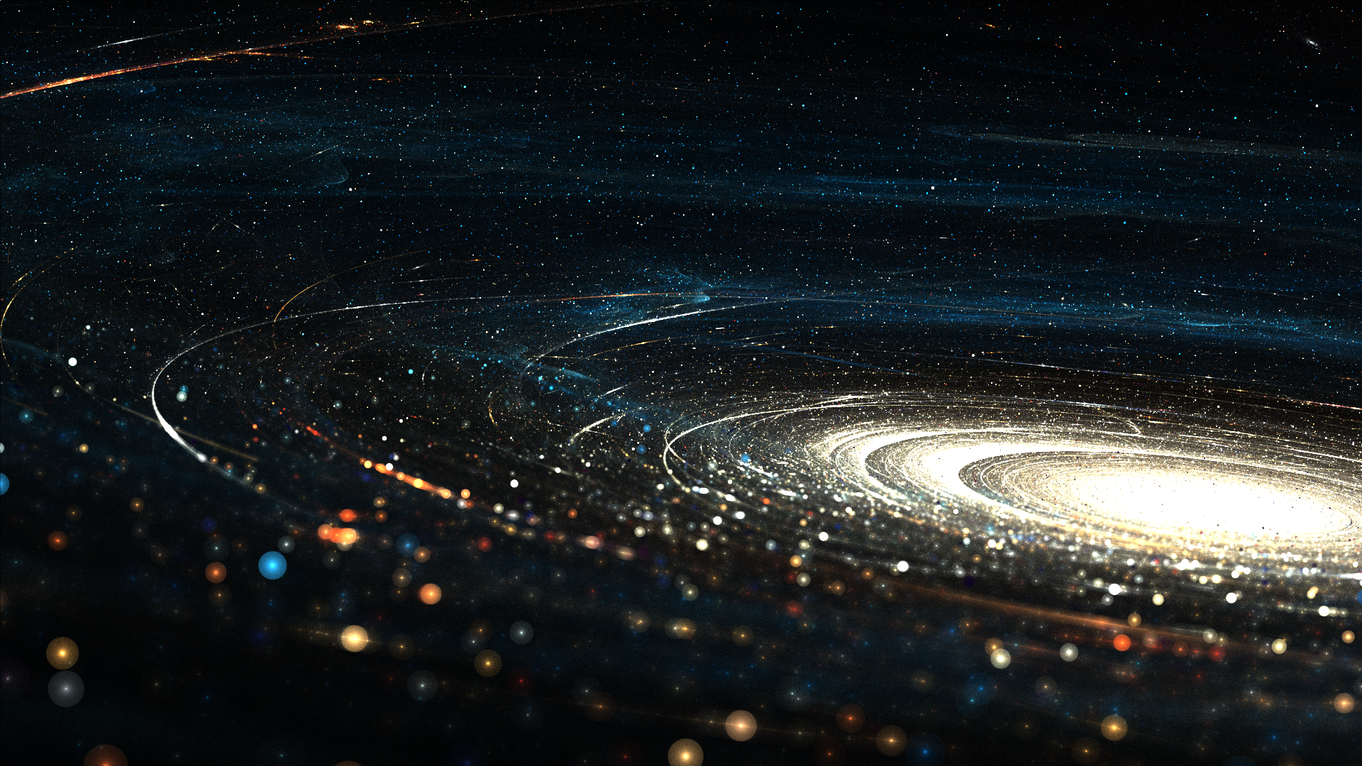 Abstract digital art of a swirling galaxy HD Wallpaper