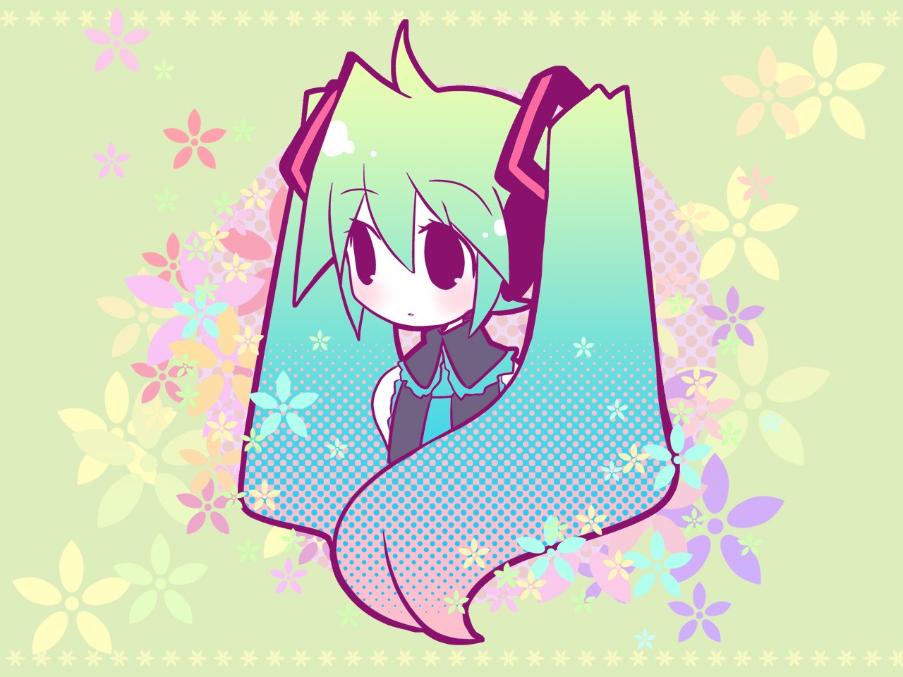Hatsune Miku with Flowers HD Wallpaper
