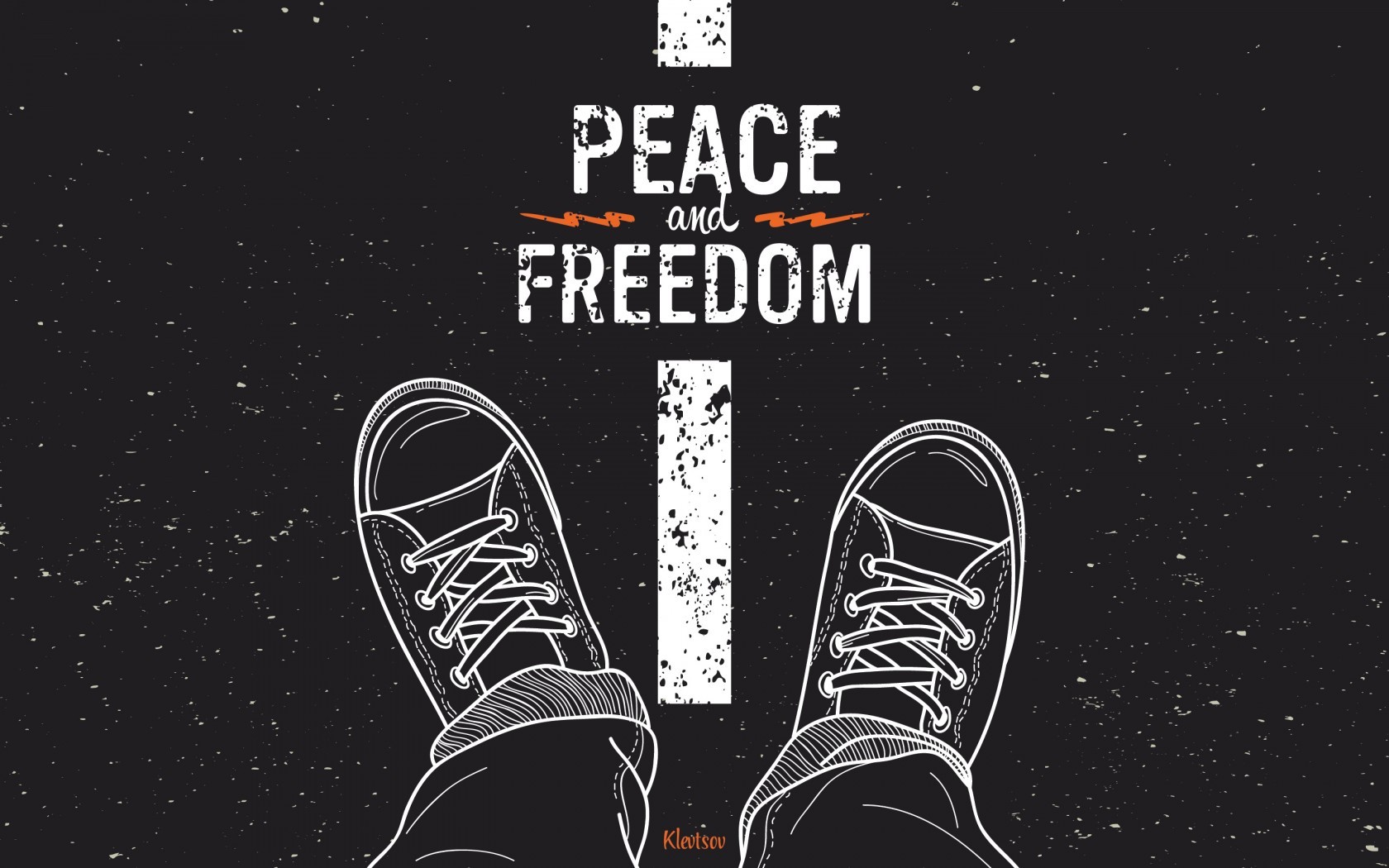 Peace and Freedom Typography on Asphalt HD Wallpaper