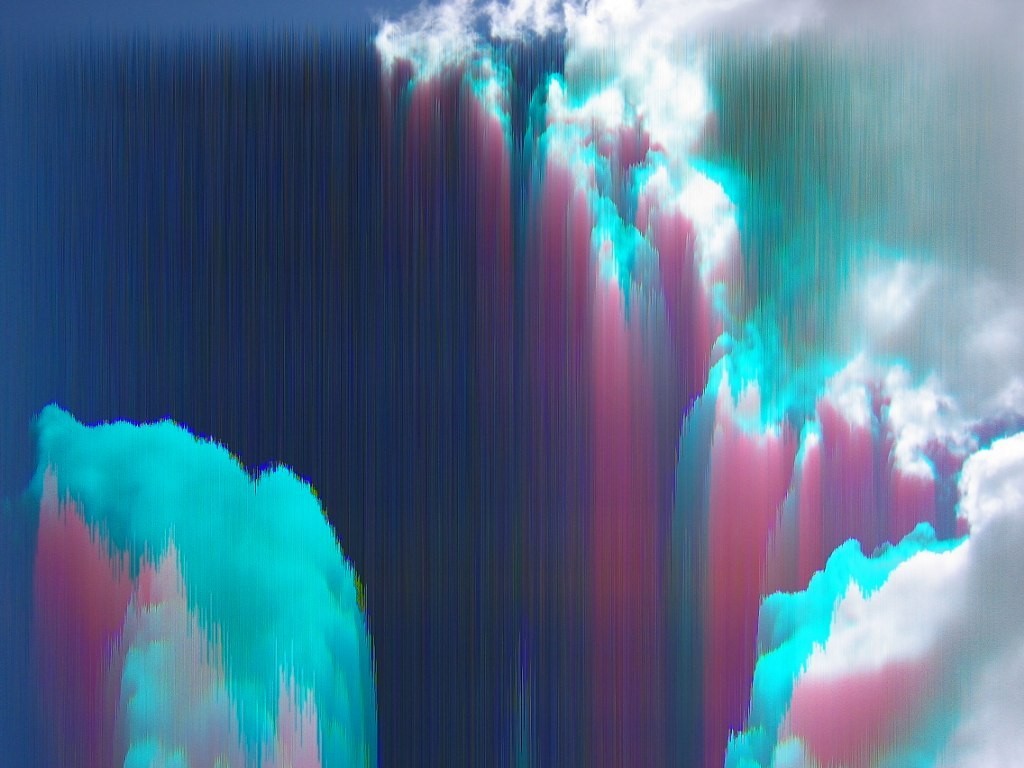 Pixel Sorted Clouds with Anaglyph 3D Effect HD Wallpaper