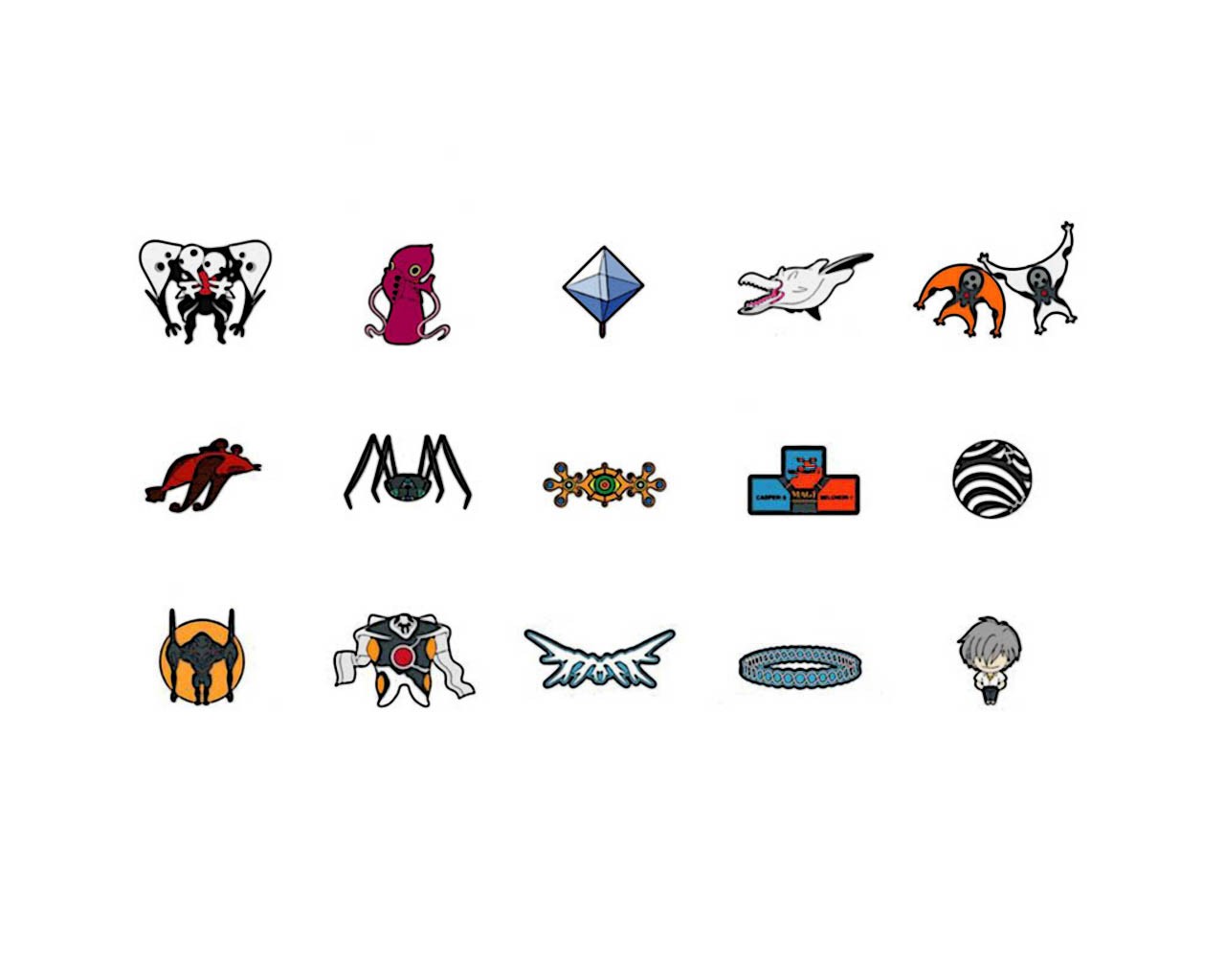 Neon Genesis Evangelion Icons Collection HD Wallpaper