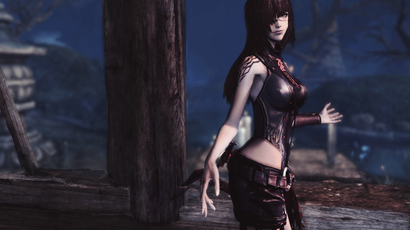 The Elder Scrolls V: Skyrim woman in dark outfit HD Wallpaper