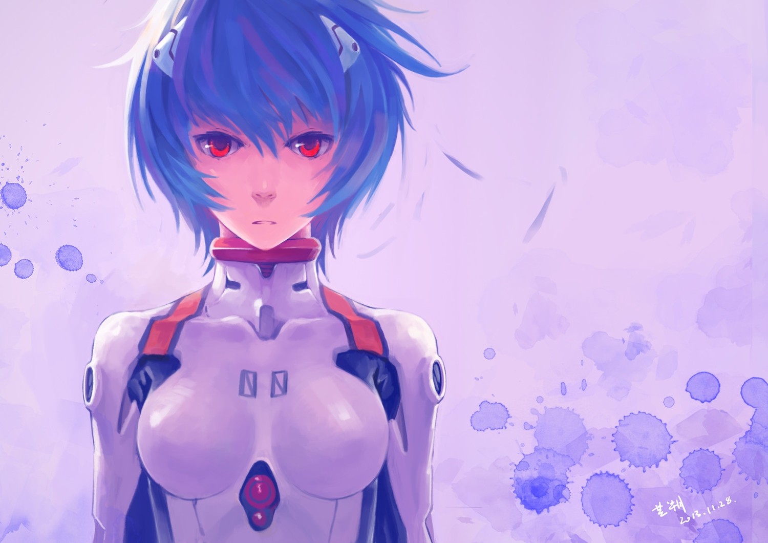 Ayanami Rei from Neon Genesis Evangelion in a white plugsuit HD Wallpaper