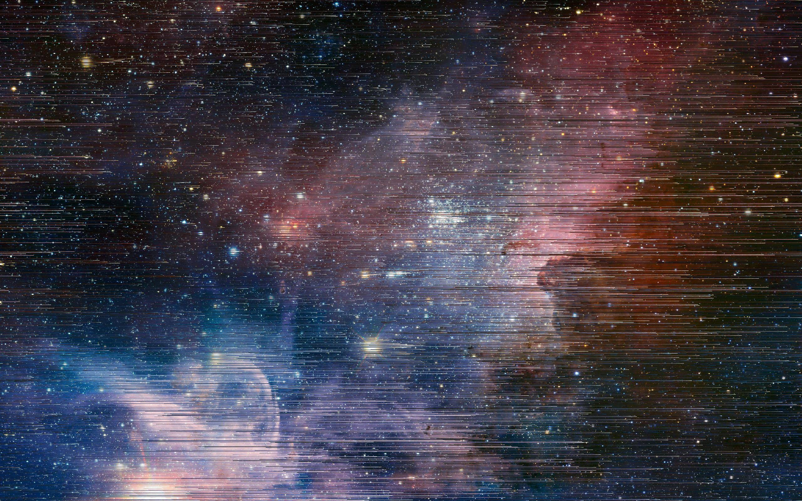 Pixel sorted nebula and stars in space HD Wallpaper