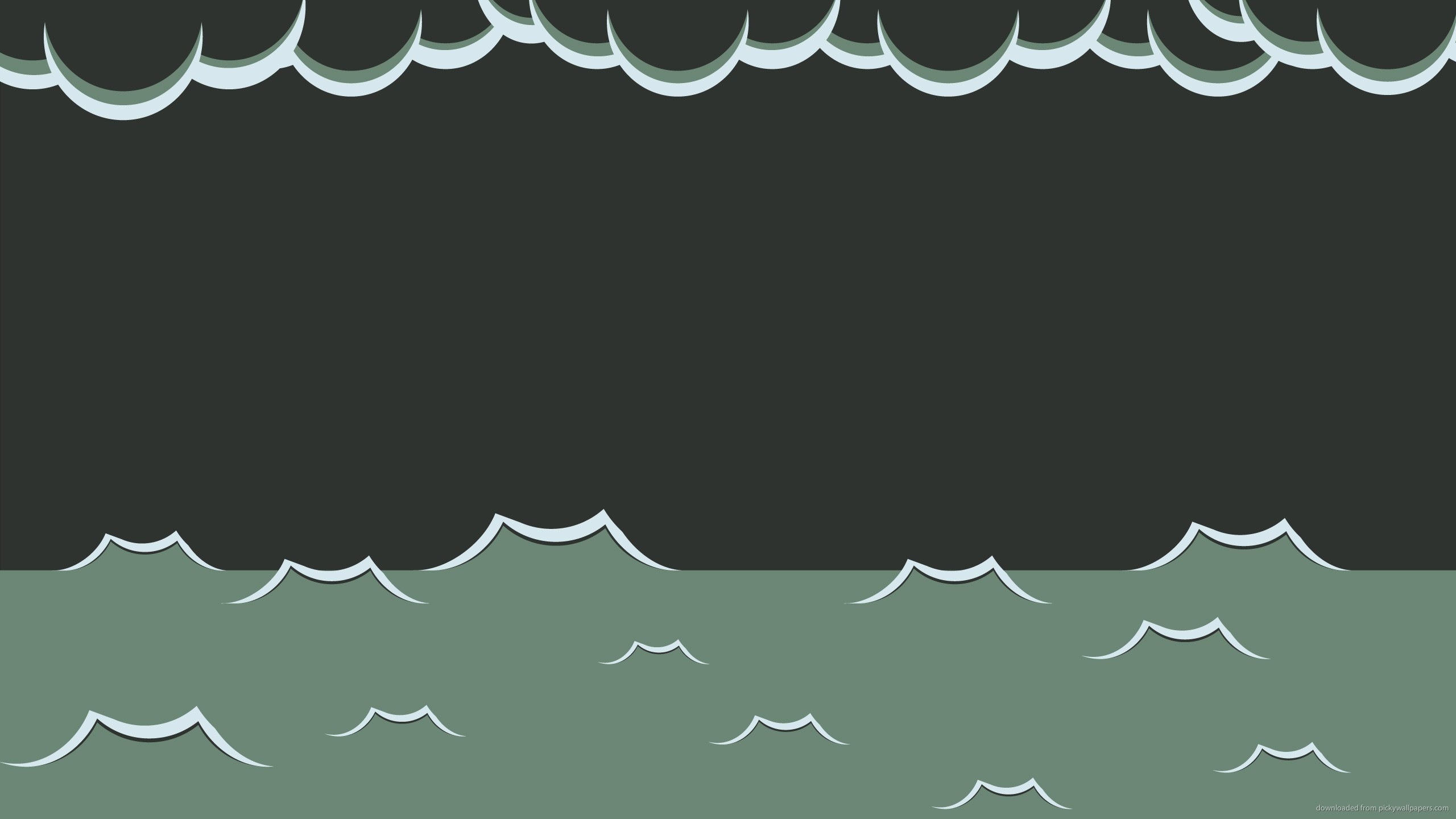 Minimalist dark sky over choppy green water HD Wallpaper