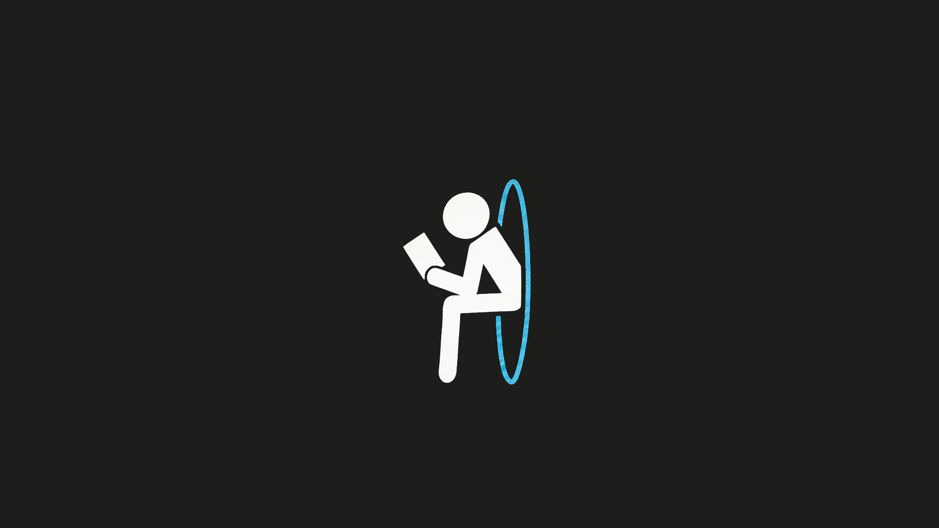 Portal character sitting and reading by a portal HD Wallpaper