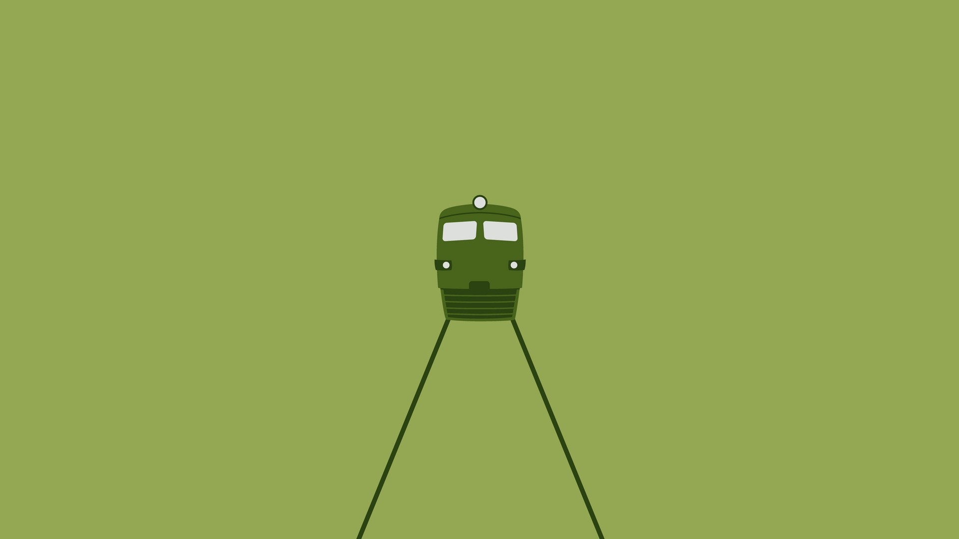 Green diesel locomotive on a minimalist background HD Wallpaper
