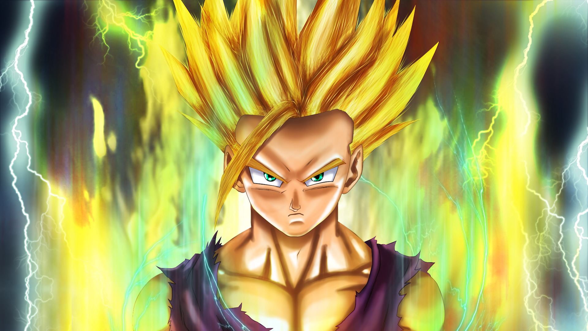 Gohan from Dragon Ball Z with yellow aura HD Wallpaper