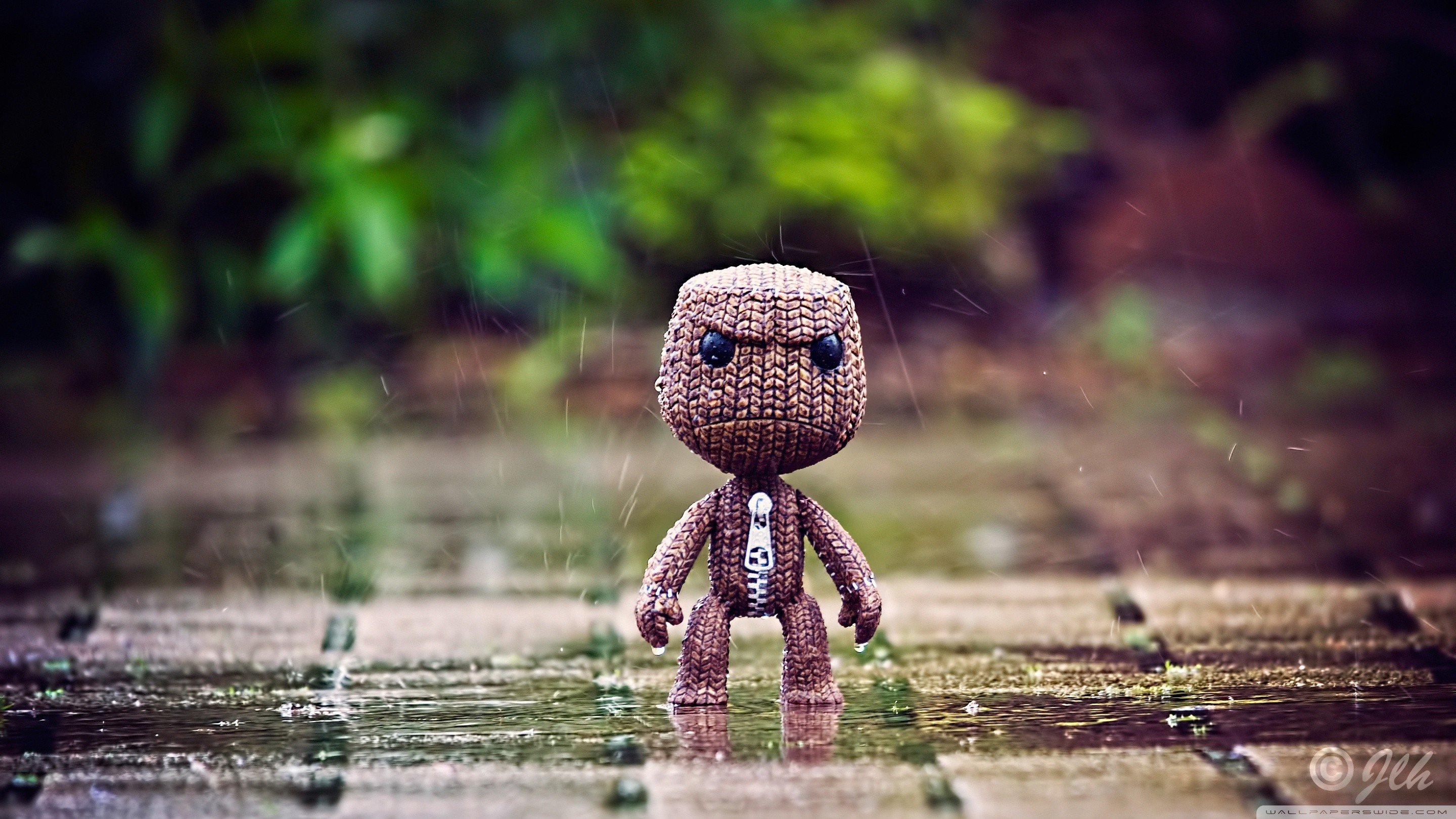 Little Big Planet character in the rain HD Wallpaper