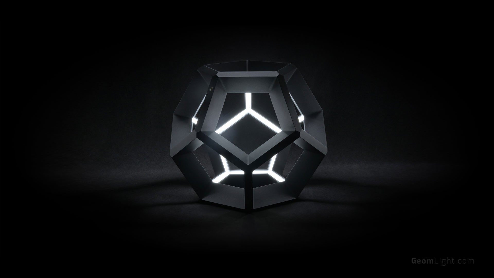 Geometric Lamp with White Light on Black Background HD Wallpaper
