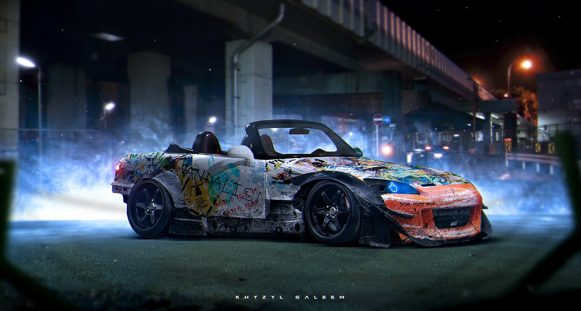 Honda S2000 with graffiti wrap by Khyzyl Saleem HD Wallpaper
