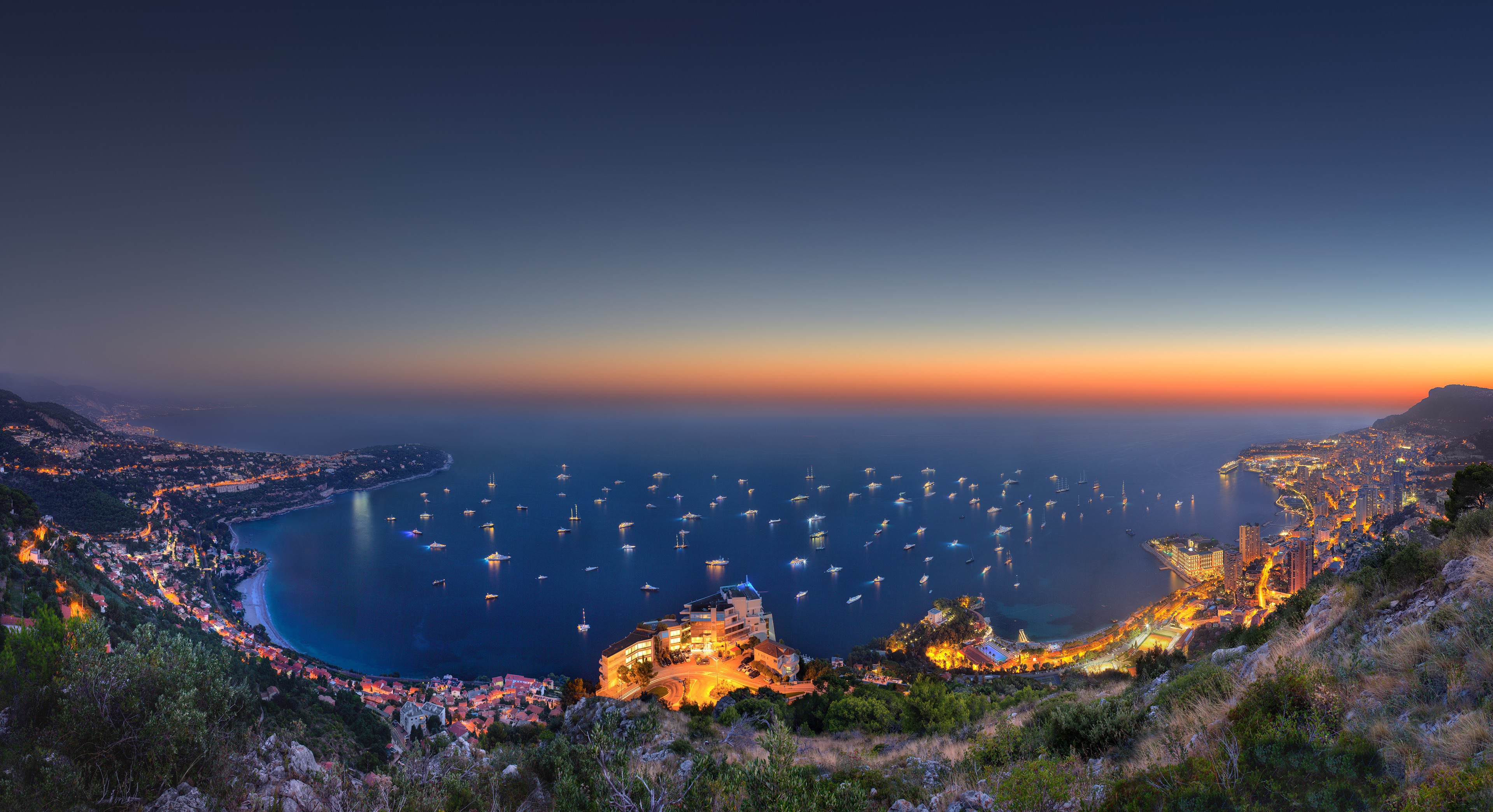 sea, Monaco, landscape HD Wallpaper