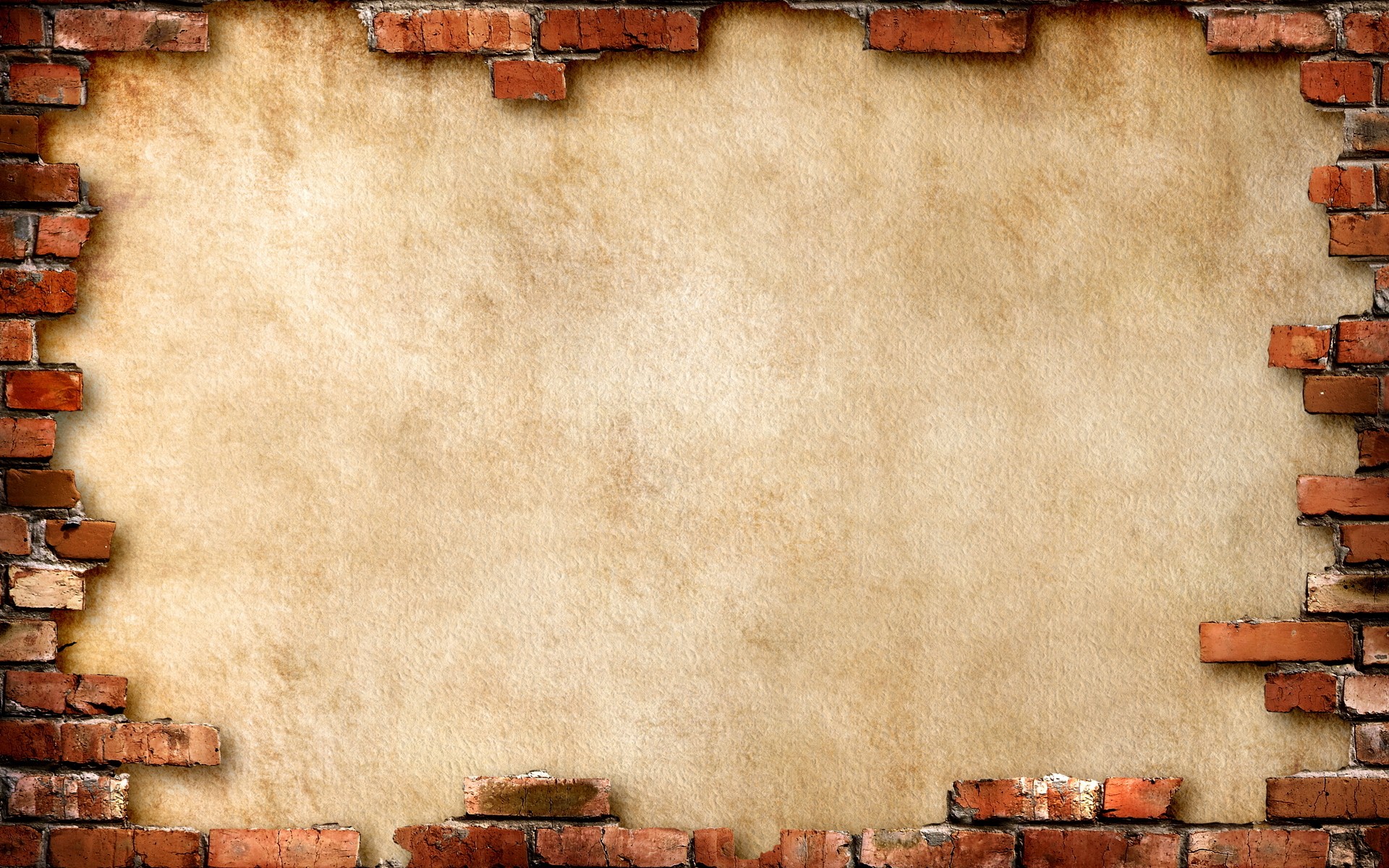 Broken brick wall with parchment texture HD Wallpaper