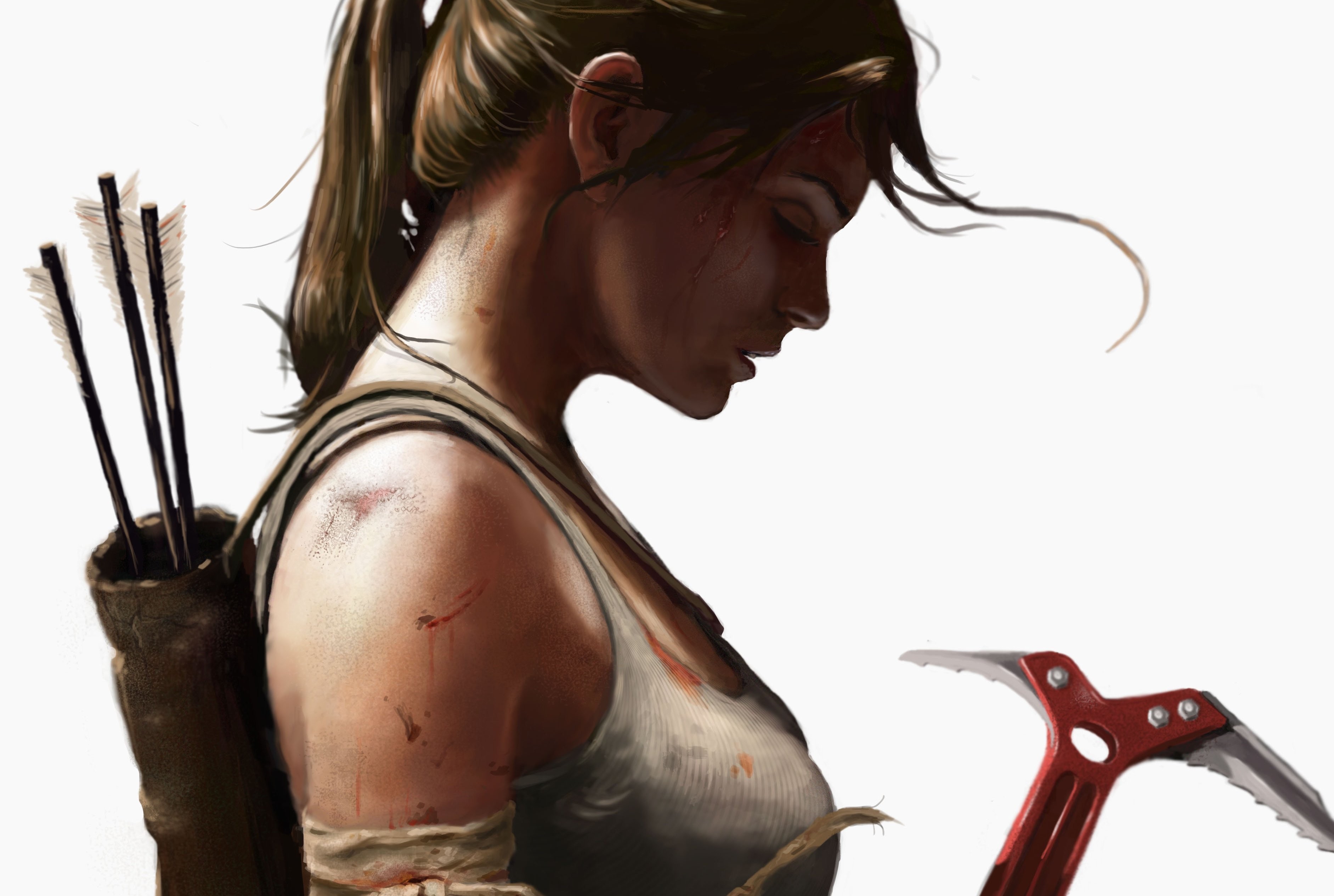 Lara Croft from Tomb Raider with bow and ice axe HD Wallpaper