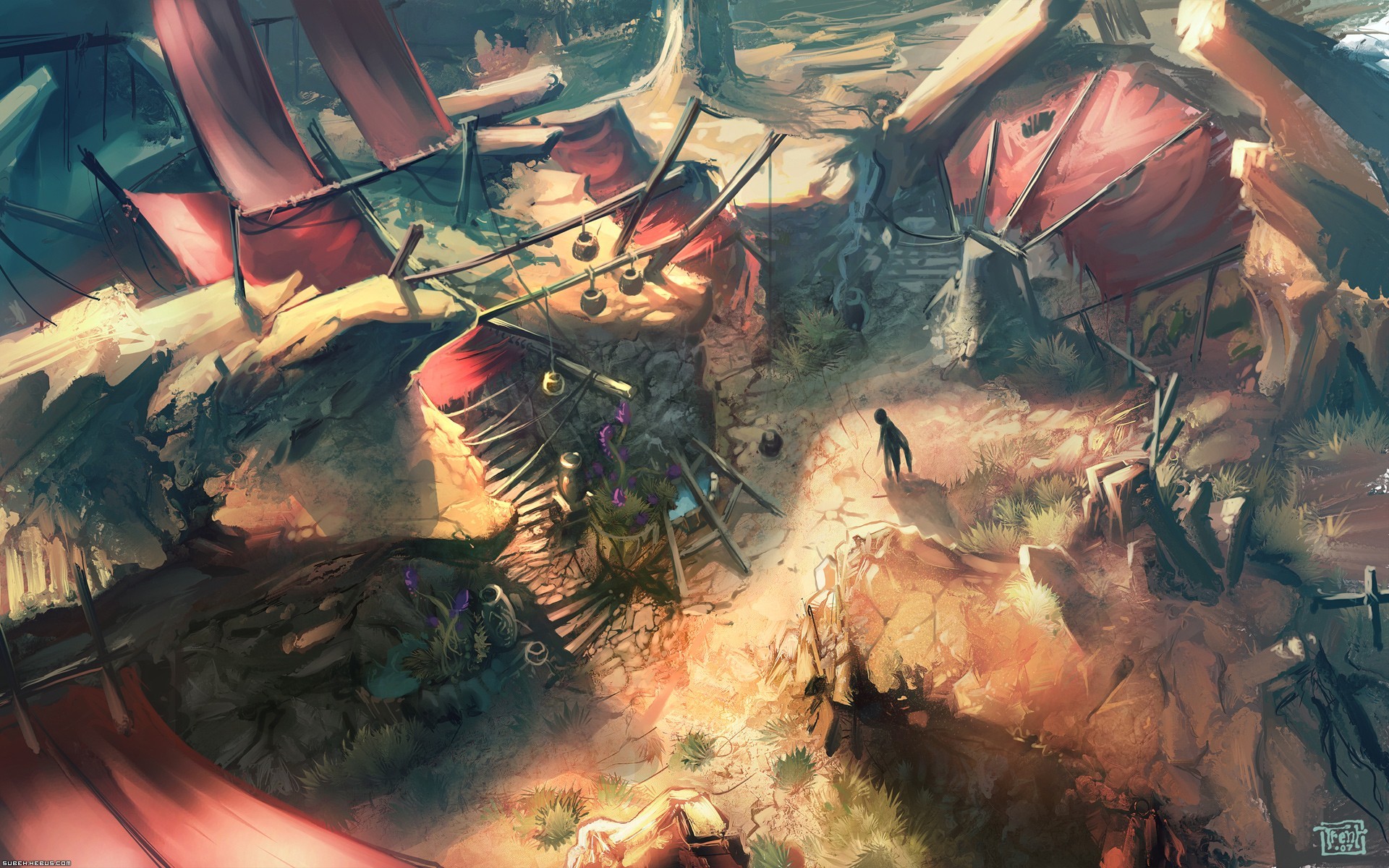 Diablo III Abandoned Camp Scene HD Wallpaper