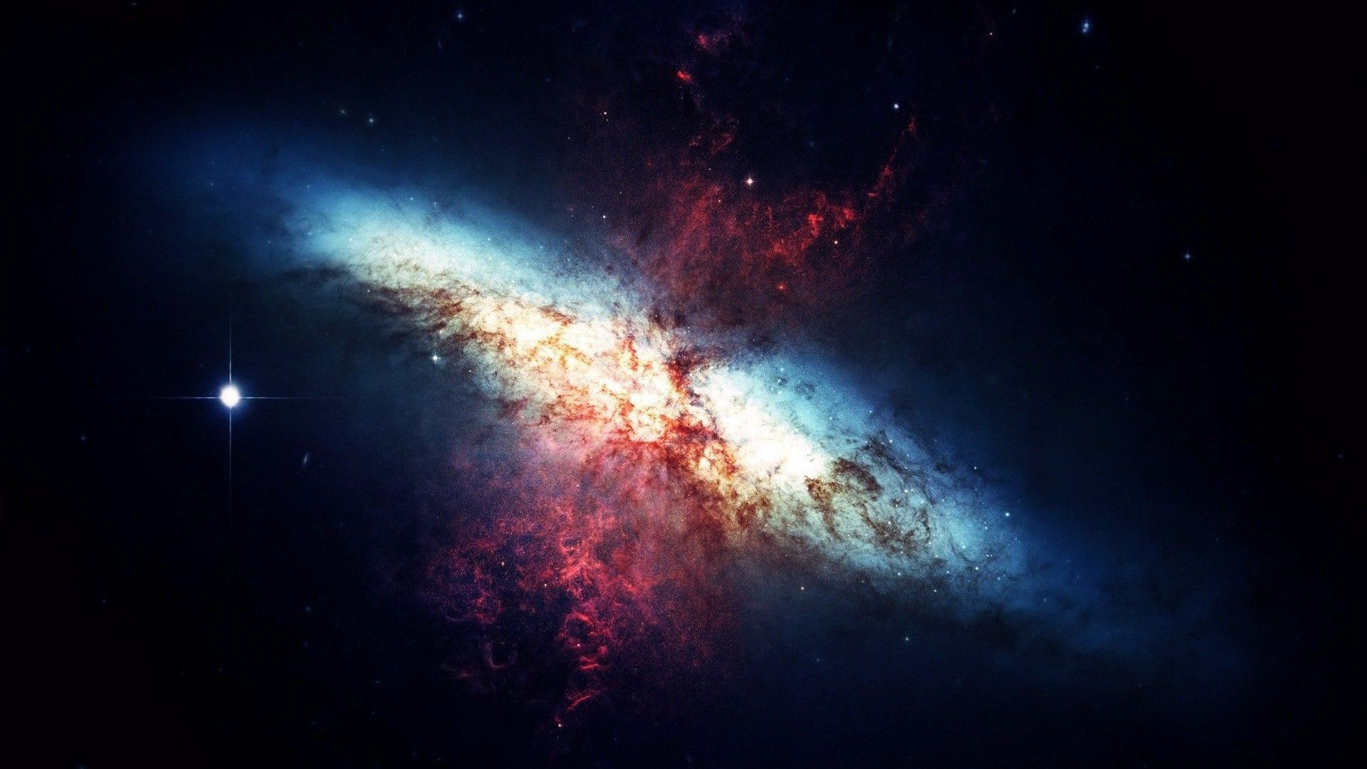 Artwork of a galaxy with a bright star HD Wallpaper