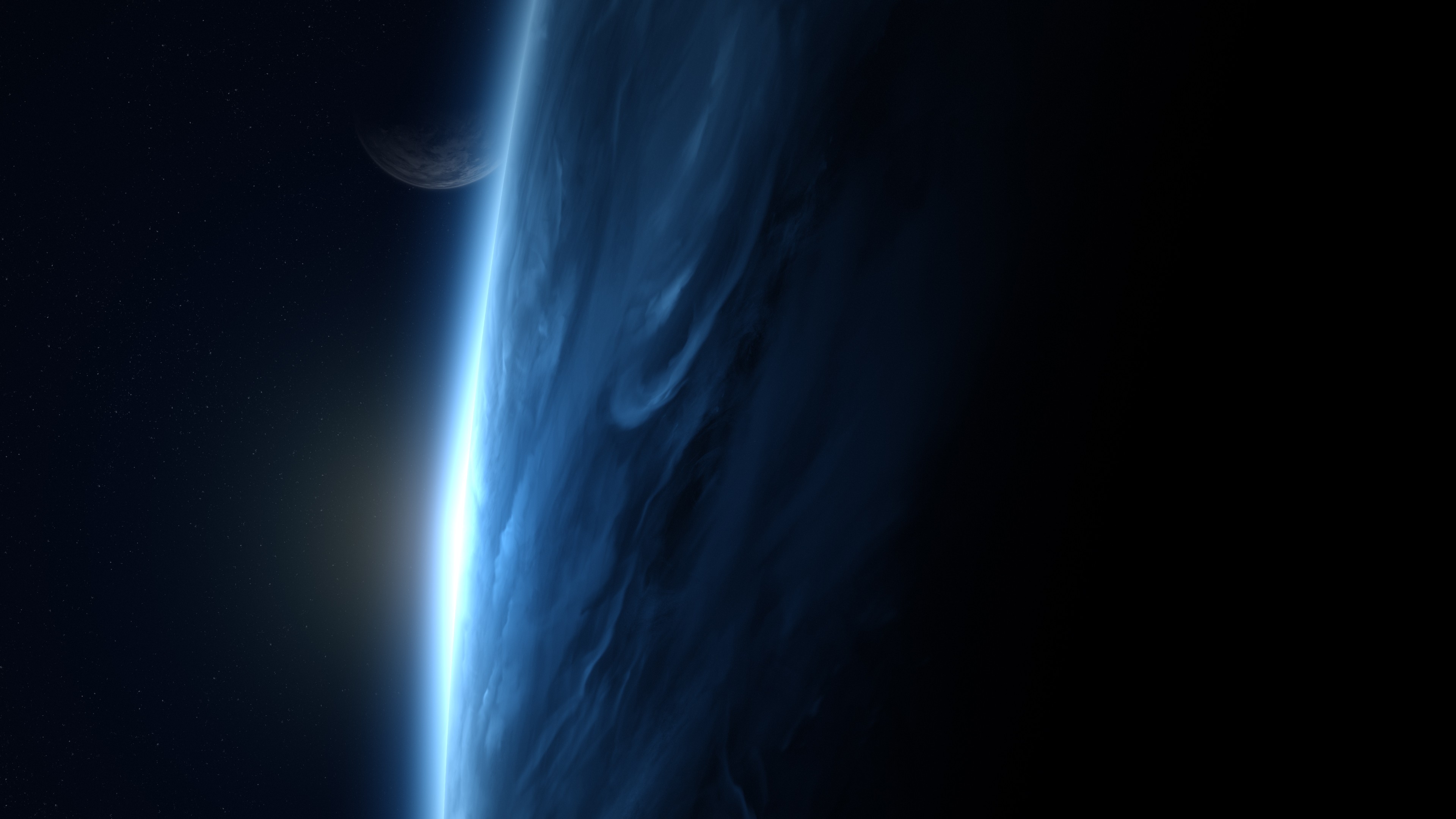 Space art of a planet and moon HD Wallpaper