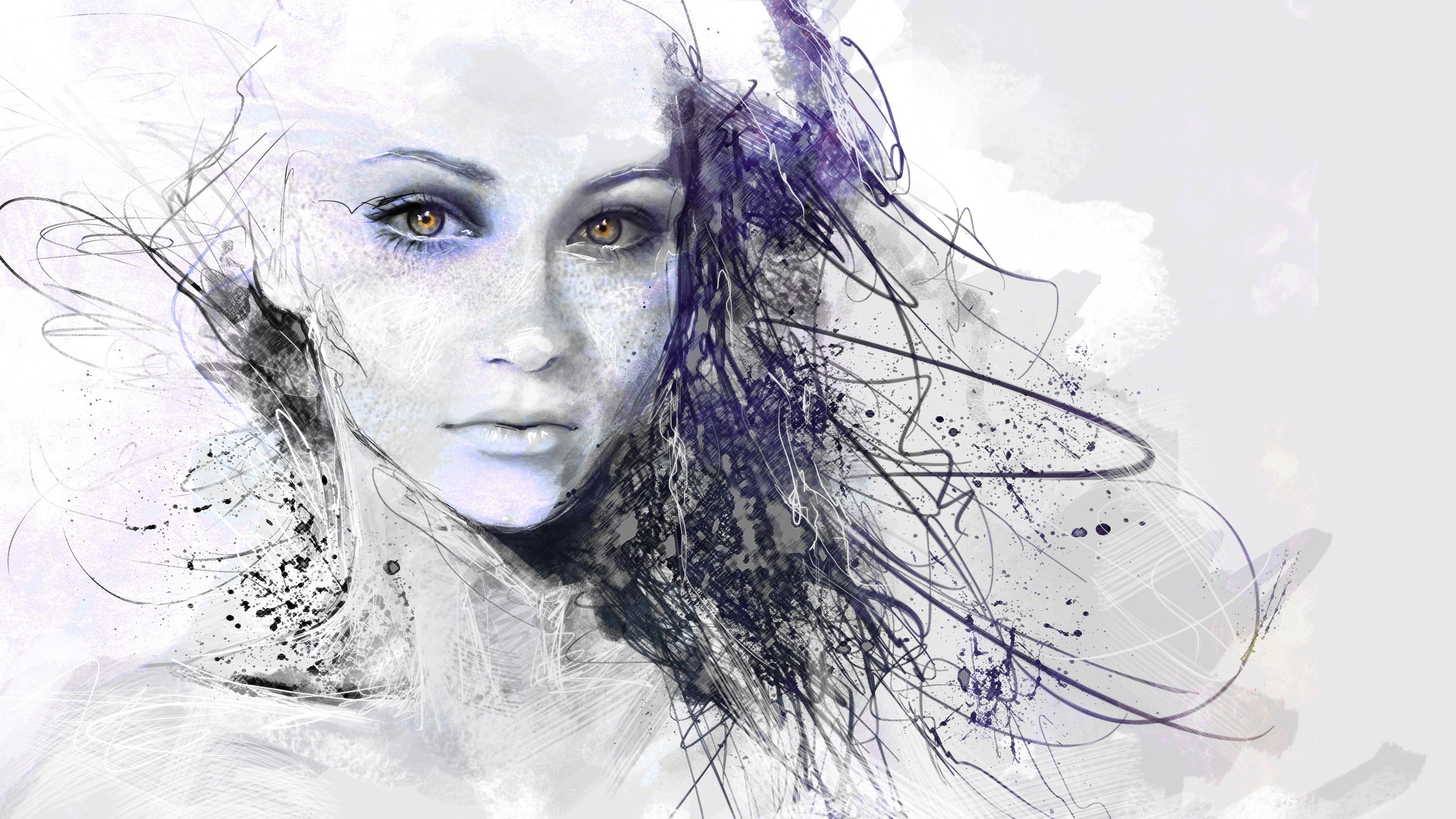 Artwork of a woman's face HD Wallpaper