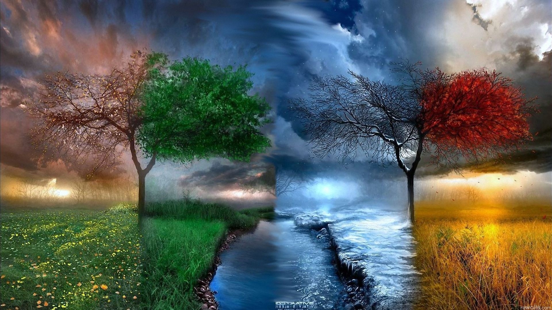 winter, summer, spring, seasons HD Wallpaper
