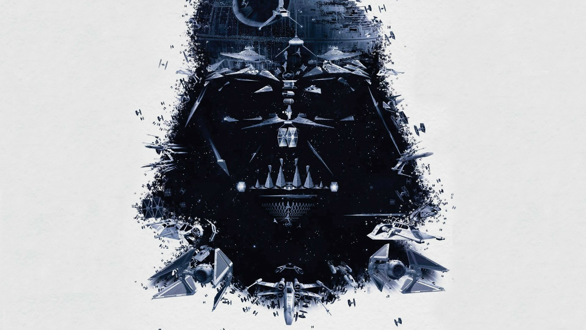 Darth Vader Star Wars Poster with Spaceships HD Wallpaper