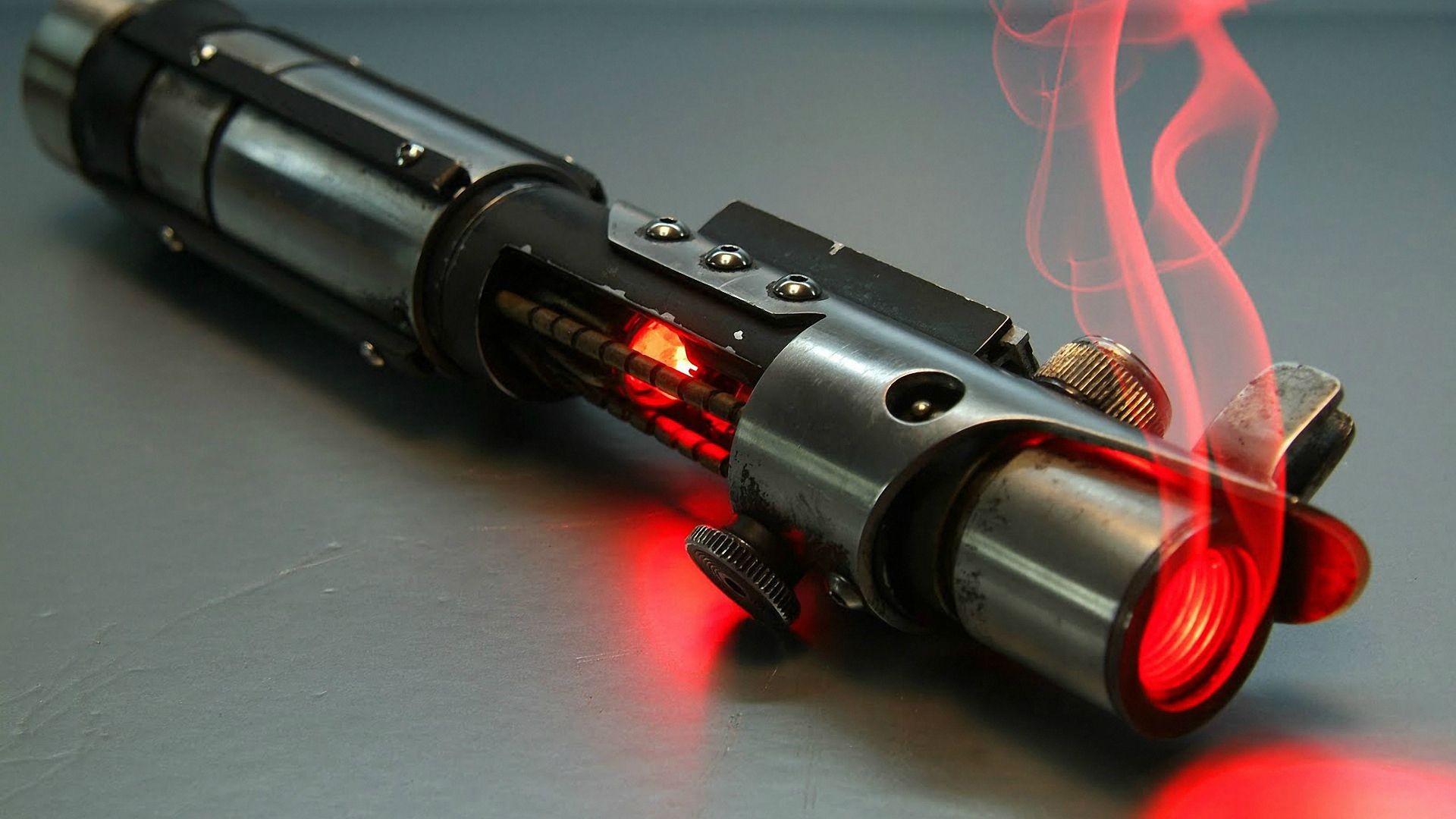 Star Wars Sith Lightsaber with red smoke HD Wallpaper