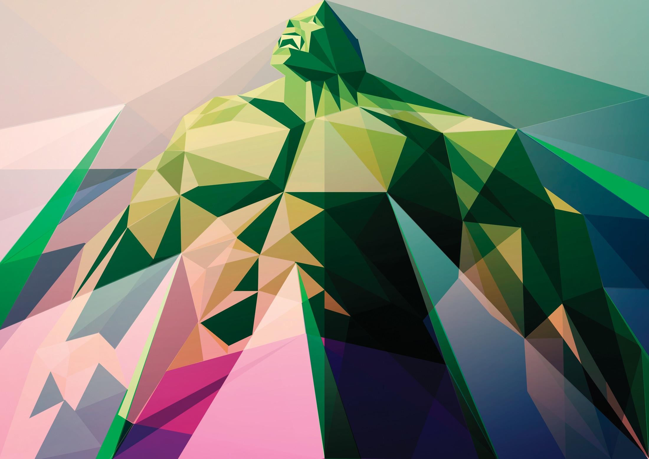 Low poly Hulk in abstract geometric style HD Wallpaper
