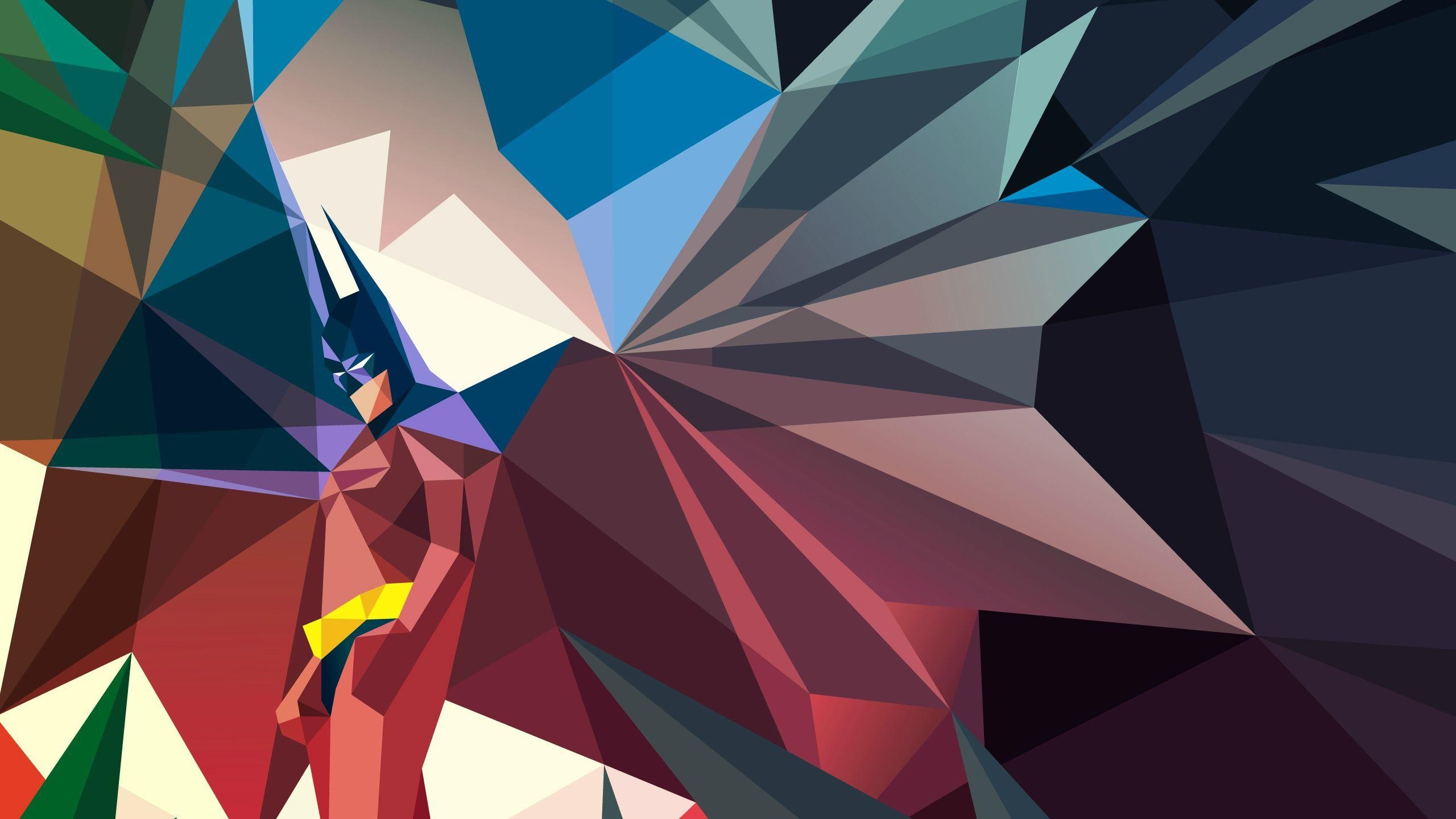 Low poly Batman in abstract geometric background HD Wallpaper
