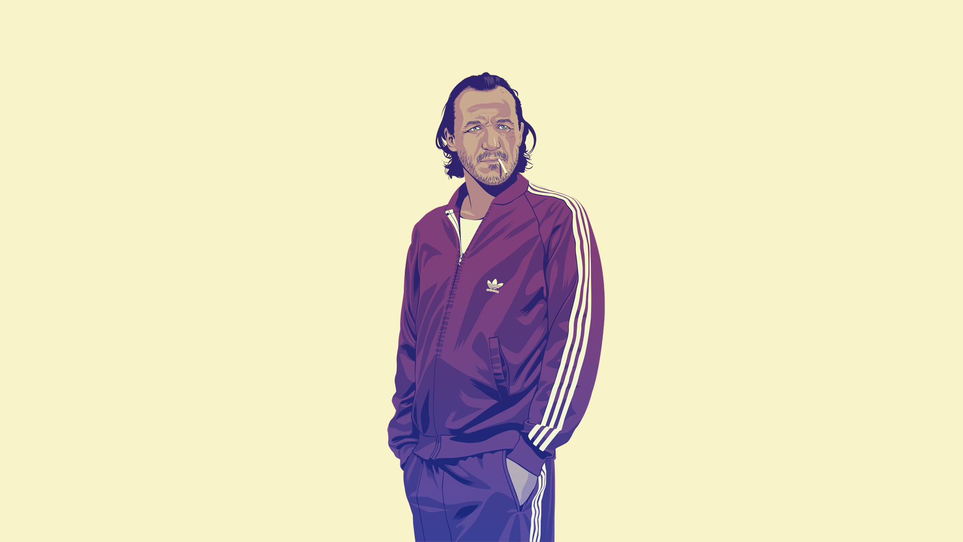 Man in Adidas tracksuit smoking HD Wallpaper