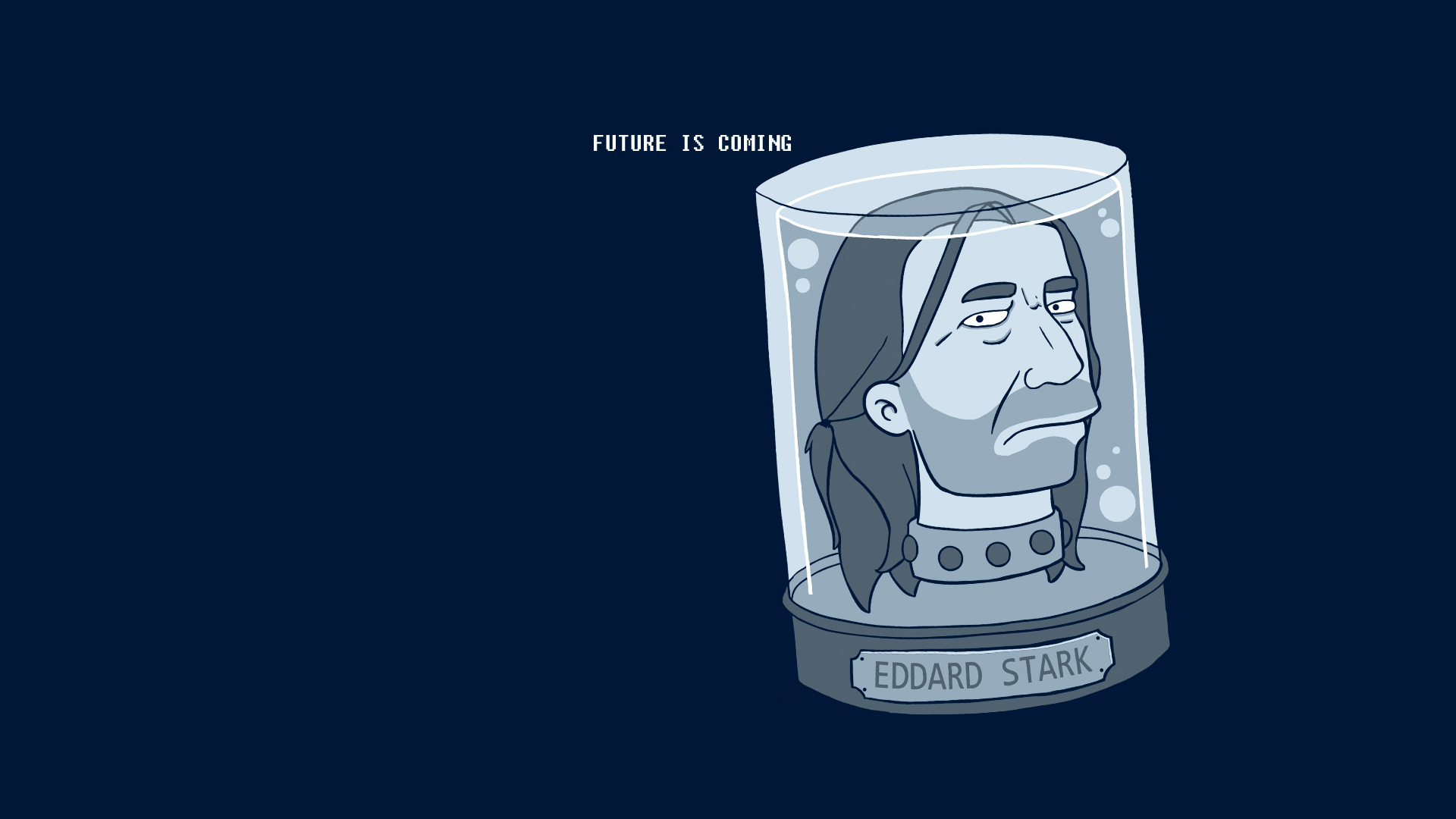 Eddard Stark in a jar with "FUTURE IS COMING" text HD Wallpaper