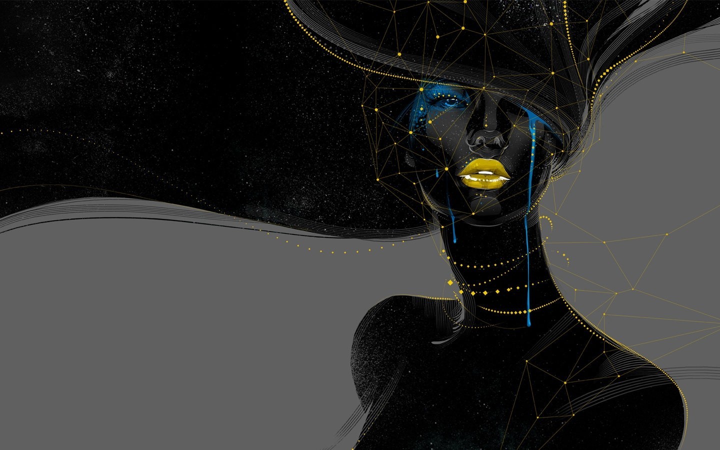 Artwork of a woman with geometric patterns HD Wallpaper