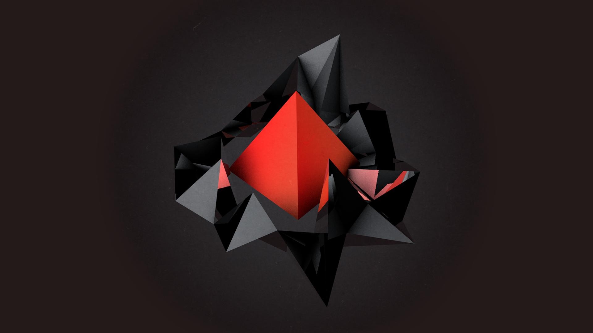 Abstract red and black geometric shapes HD Wallpaper