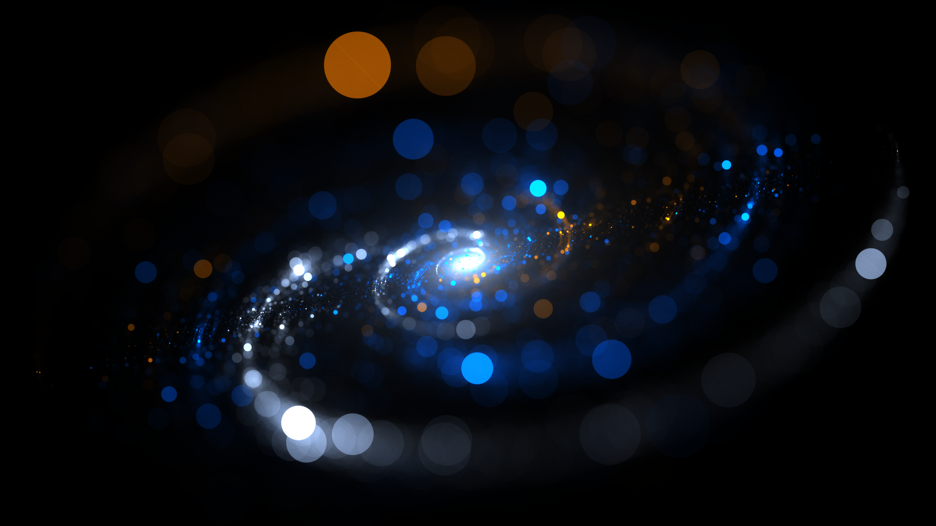 Abstract fractal spiral galaxy with bokeh lights HD Wallpaper