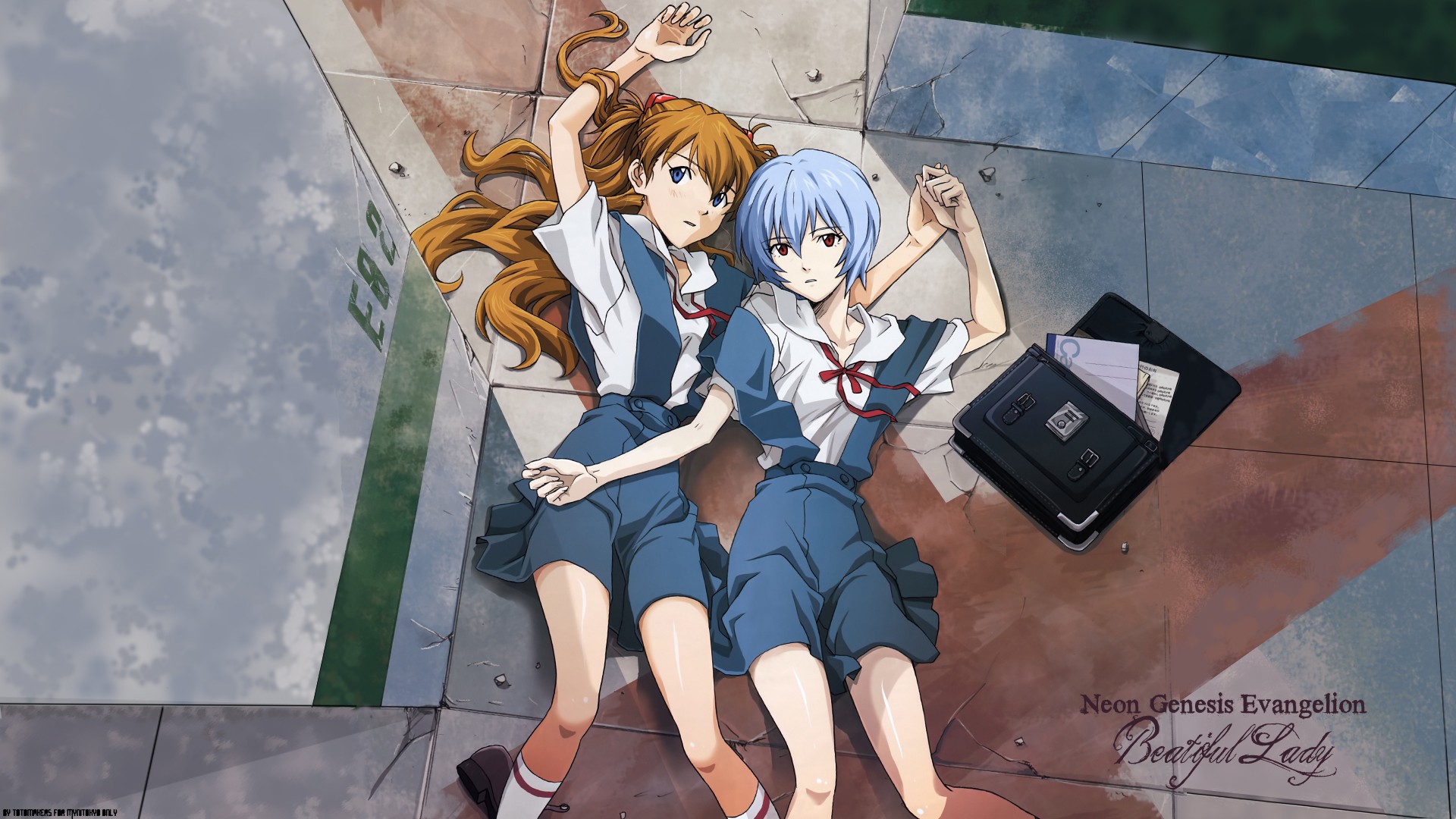 Asuka Langley Soryu and Ayanami Rei from Neon Genesis Evangelion HD Wallpaper