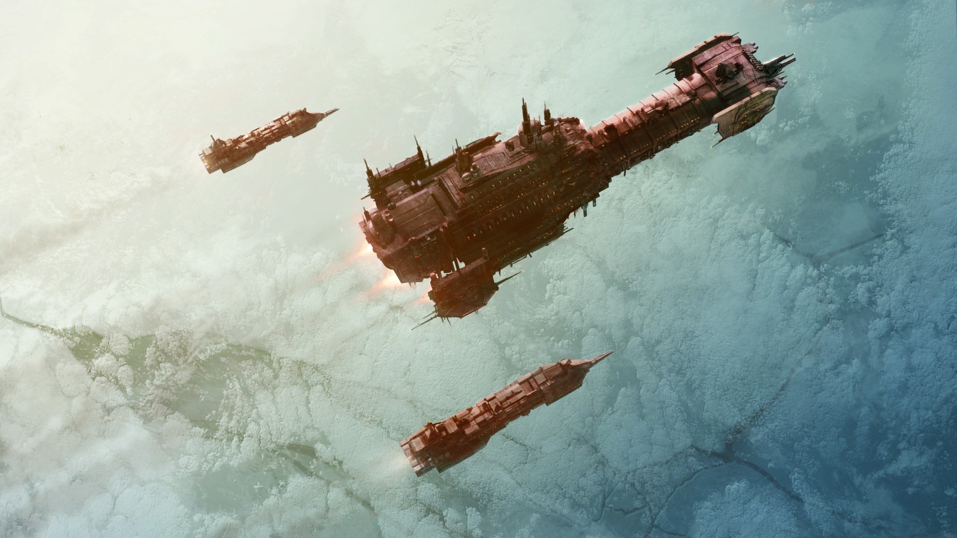 Warhammer 40,000 Spaceships in Orbit HD Wallpaper