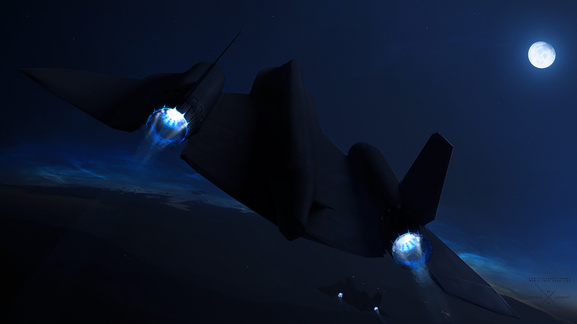 Lockheed SR-71 Blackbirds flying at night HD Wallpaper