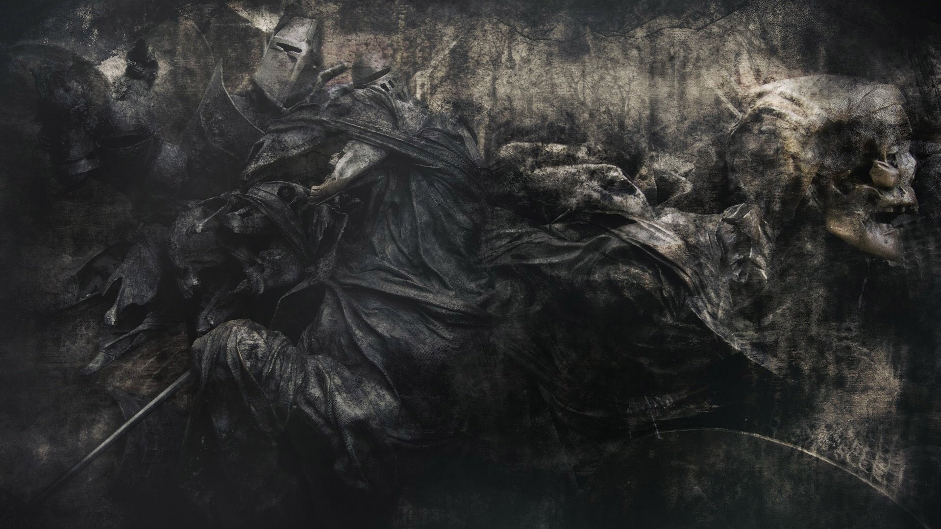 Dark figures resembling knights and death HD Wallpaper