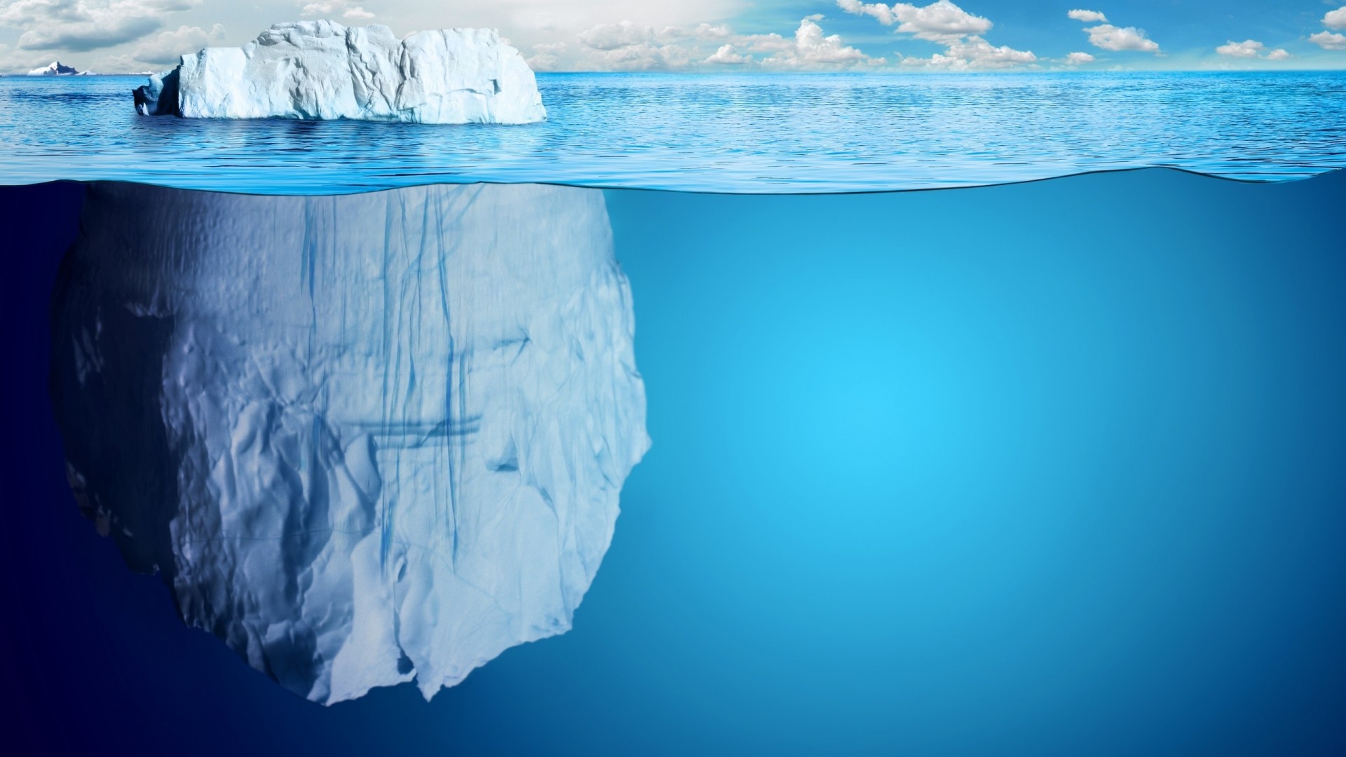 Iceberg split view above and below the water HD Wallpaper