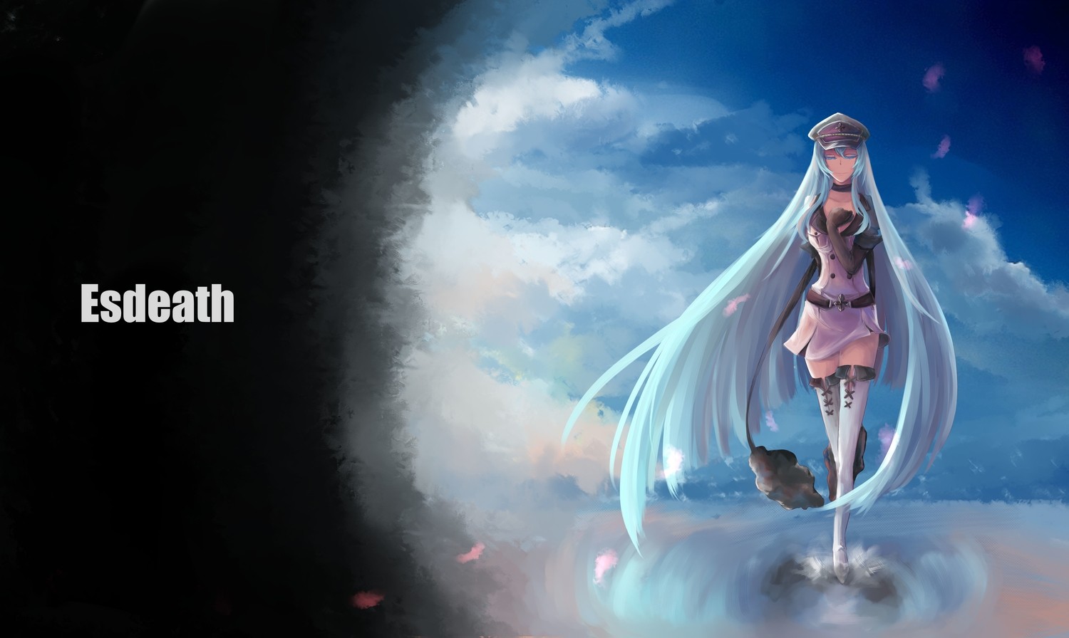 Esdeath from Akame ga Kill! in the sky HD Wallpaper