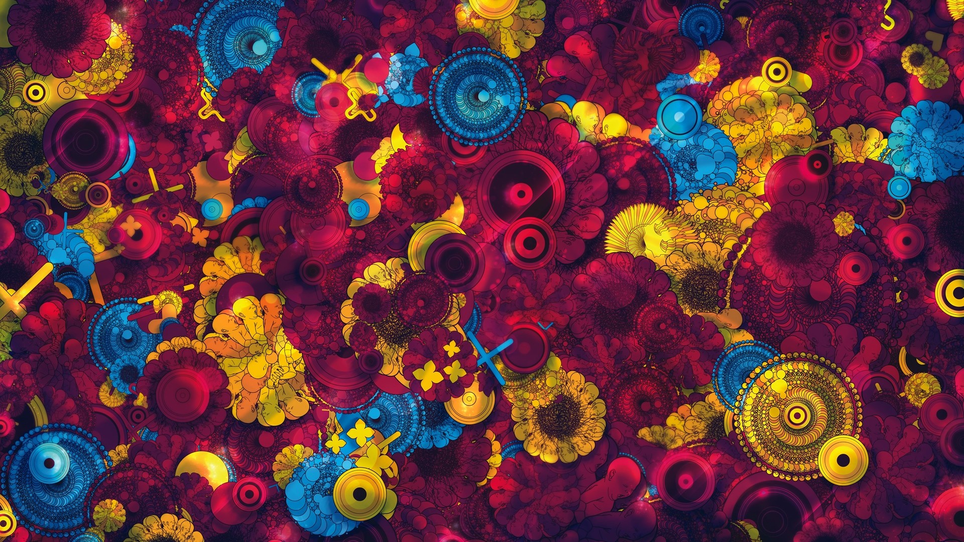 Abstract floral pattern with circles and swirls HD Wallpaper