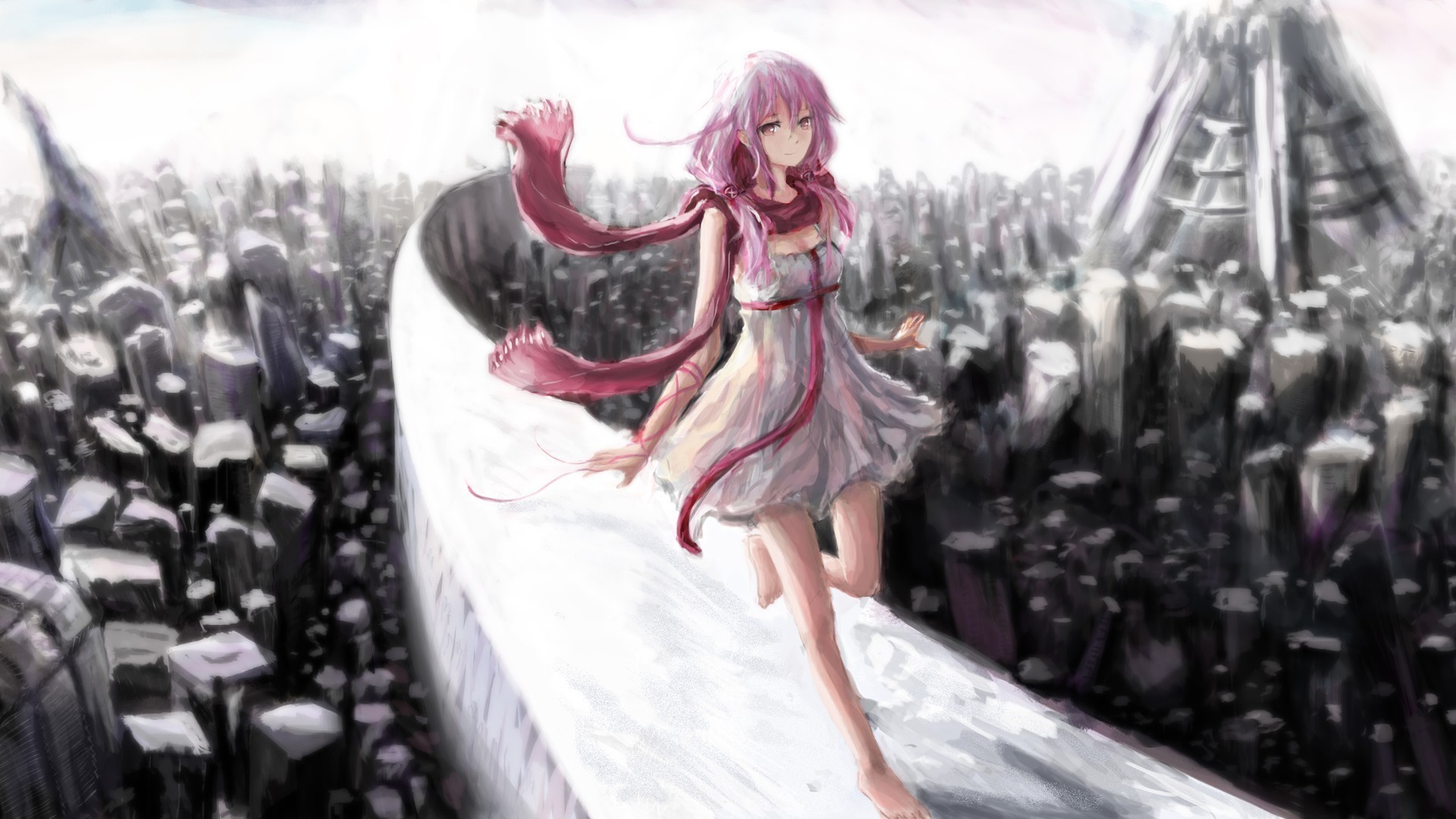 Yuzuriha Inori from Guilty Crown in a white dress HD Wallpaper