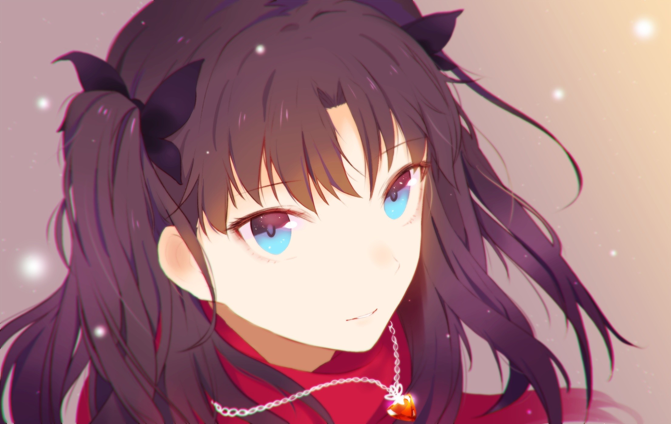 Tohsaka Rin from Fate/stay night with blue eyes HD Wallpaper