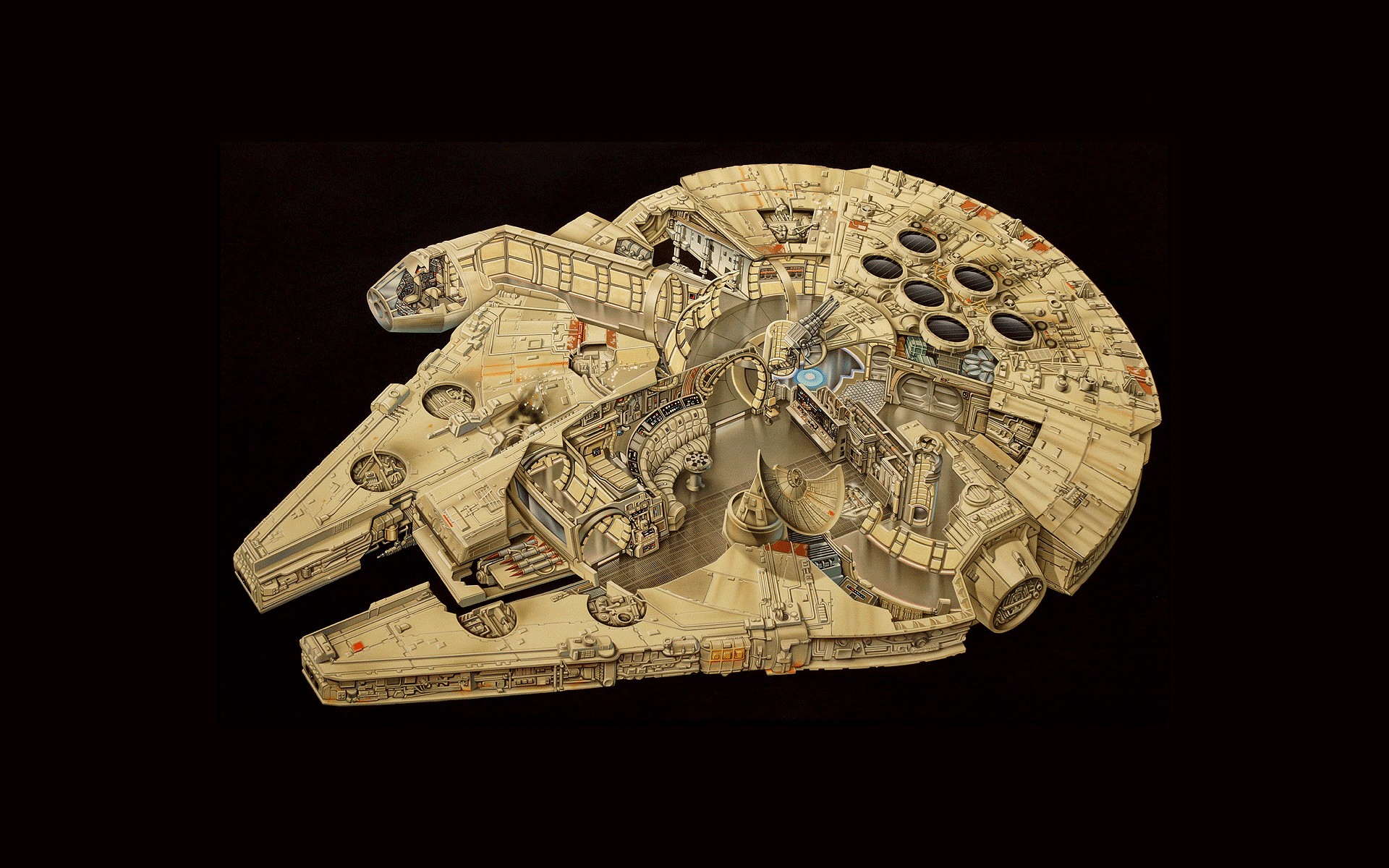 Millennium Falcon cutaway artwork HD Wallpaper