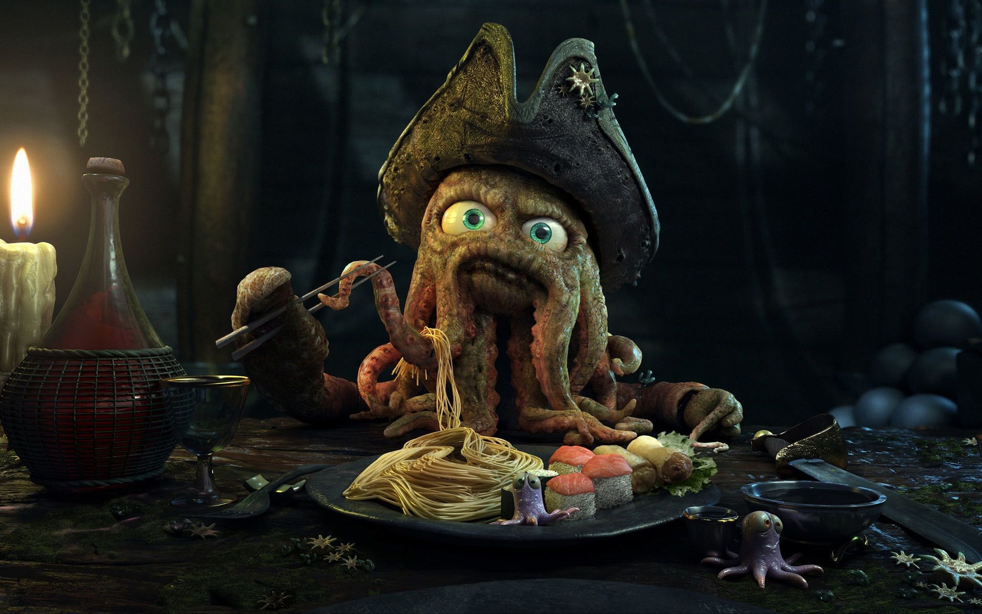 octopus, Pirates of the Caribbean, artwork HD Wallpaper